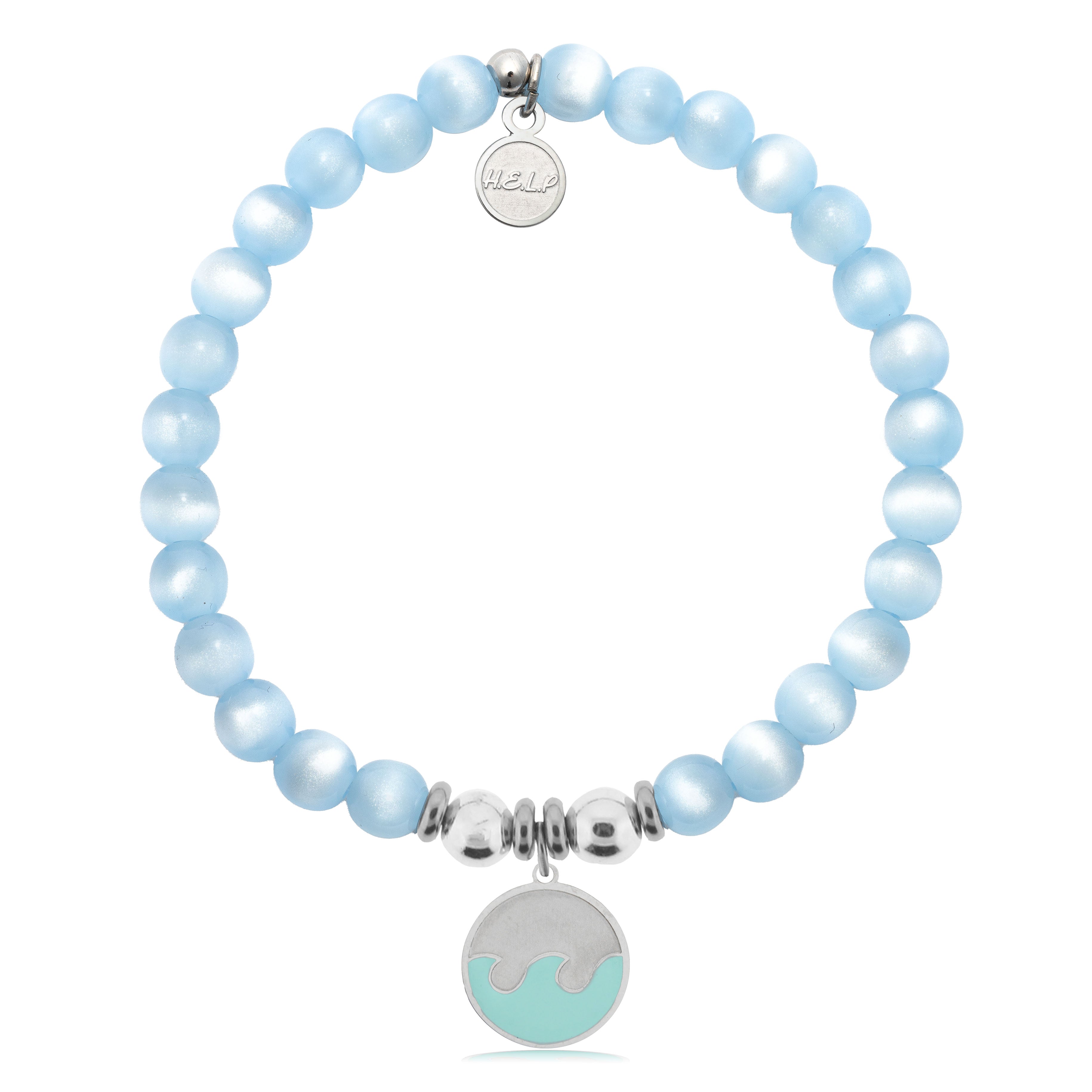 HELP by TJ Wave Enamel Charm with Blue Selenite Charity Bracelet
