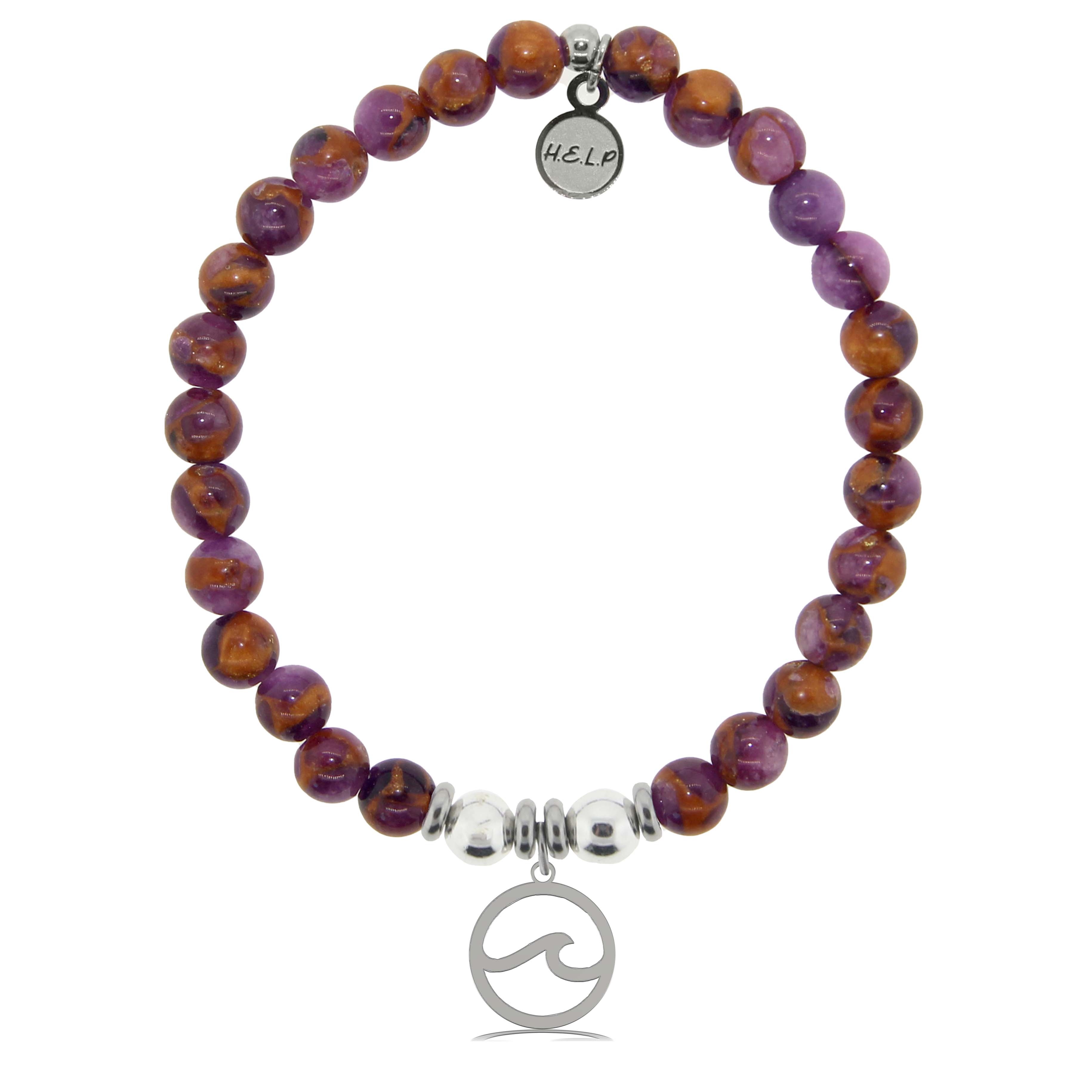 HELP by TJ Waves Charm with Purple Earth Quartz Charity Bracelet