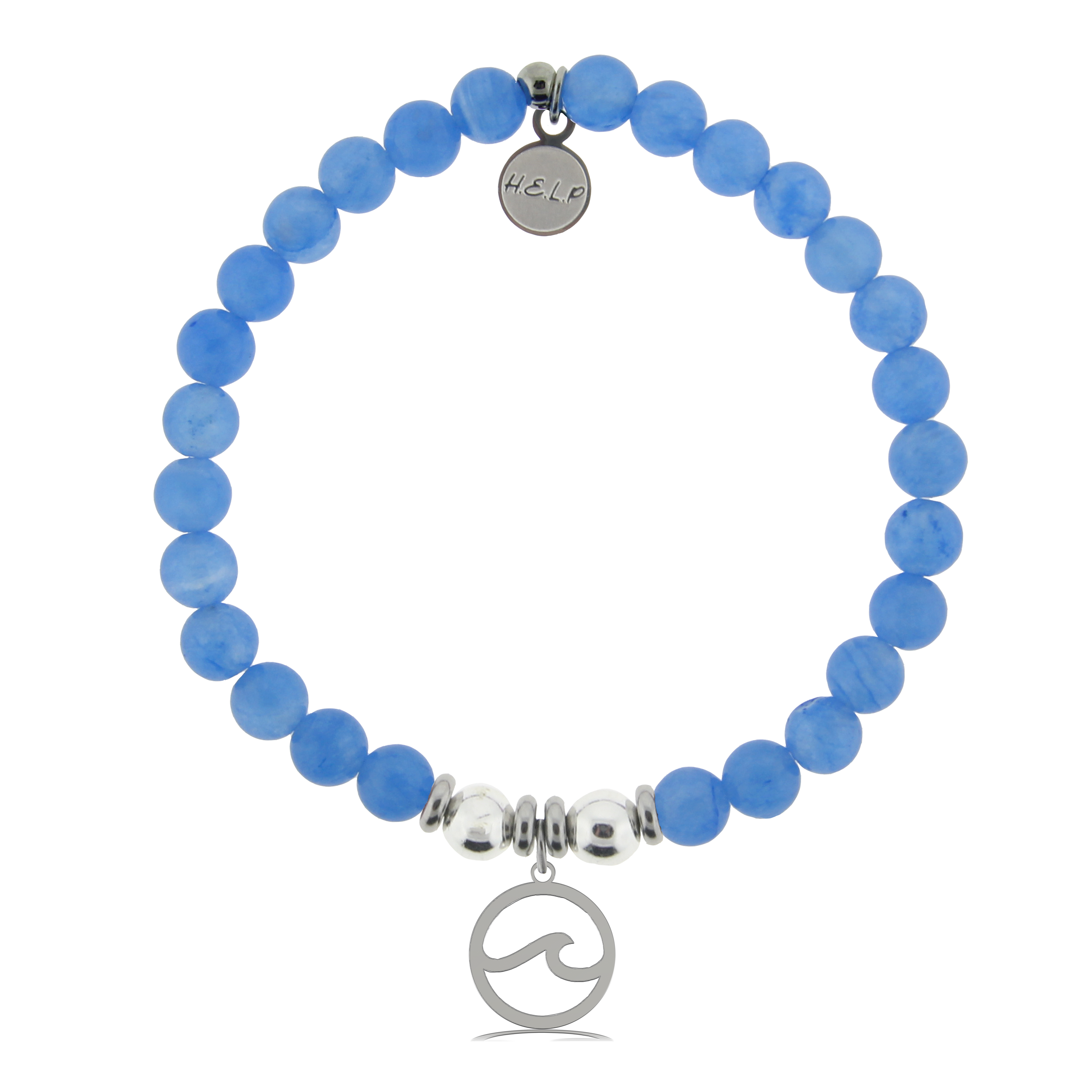 HELP by TJ Waves Cutout Charm with Azure Blue Jade Charity Bracelet