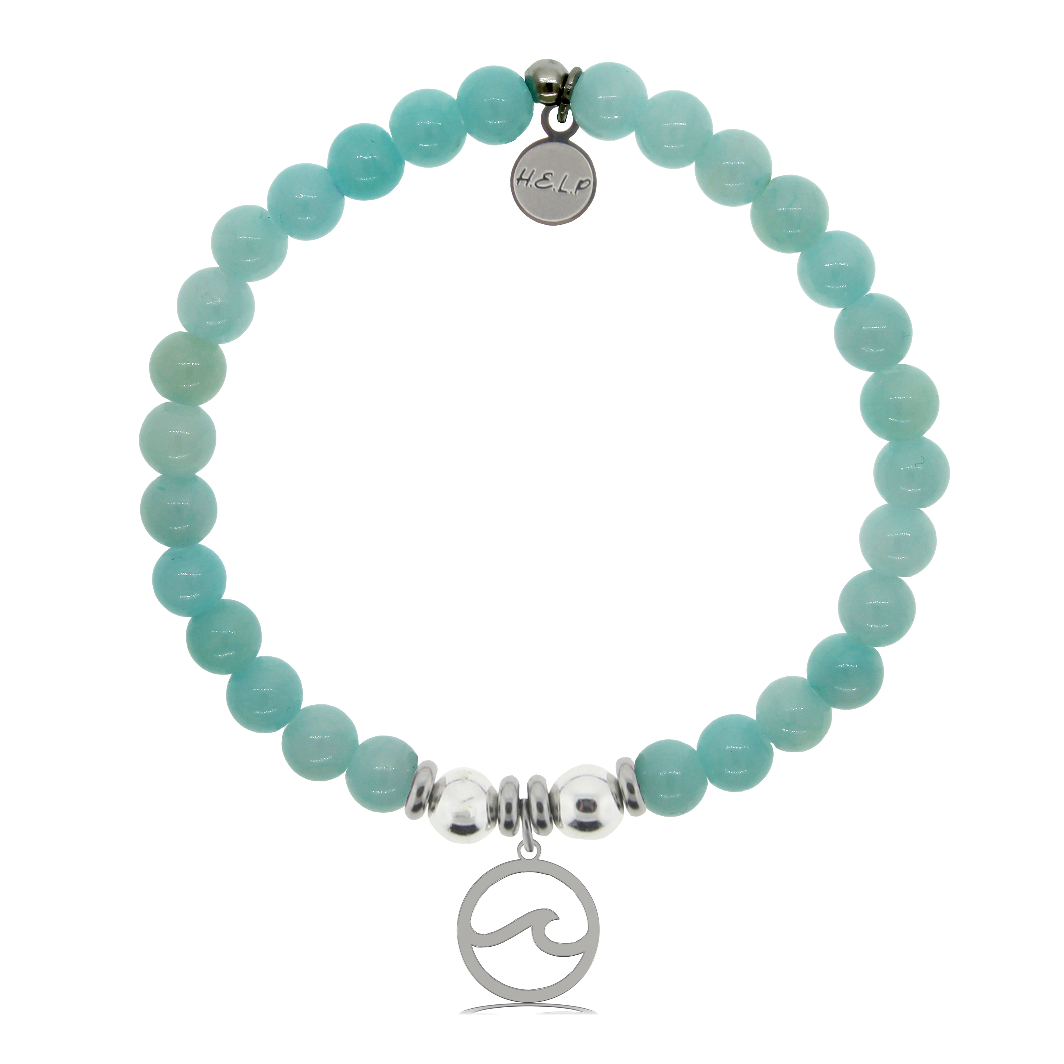 HELP by TJ Waves Cutout Charm with Baby Blue Quartz Charity Bracelet