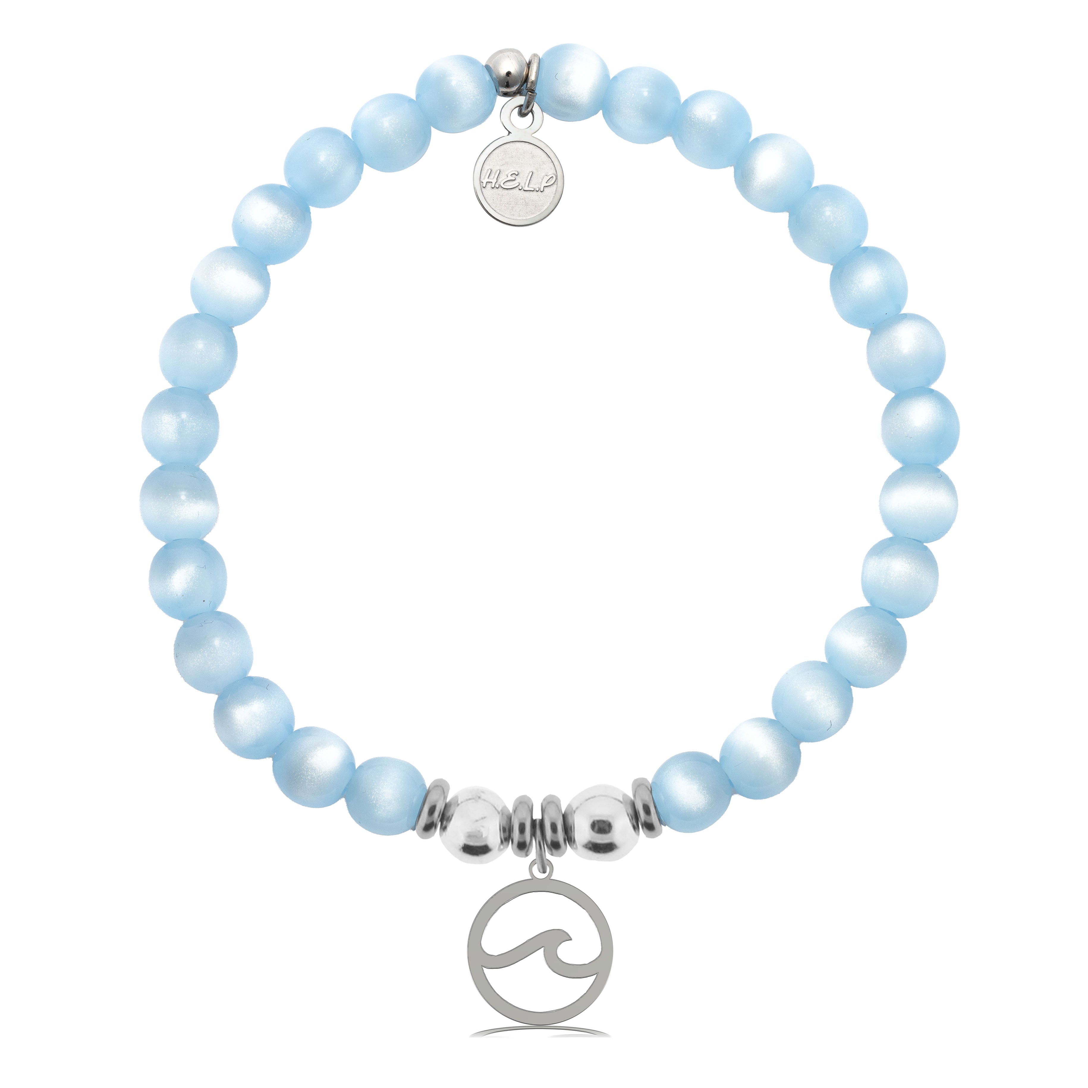 HELP by TJ Waves Cutout Charm with Blue Selenite Charity Bracelet