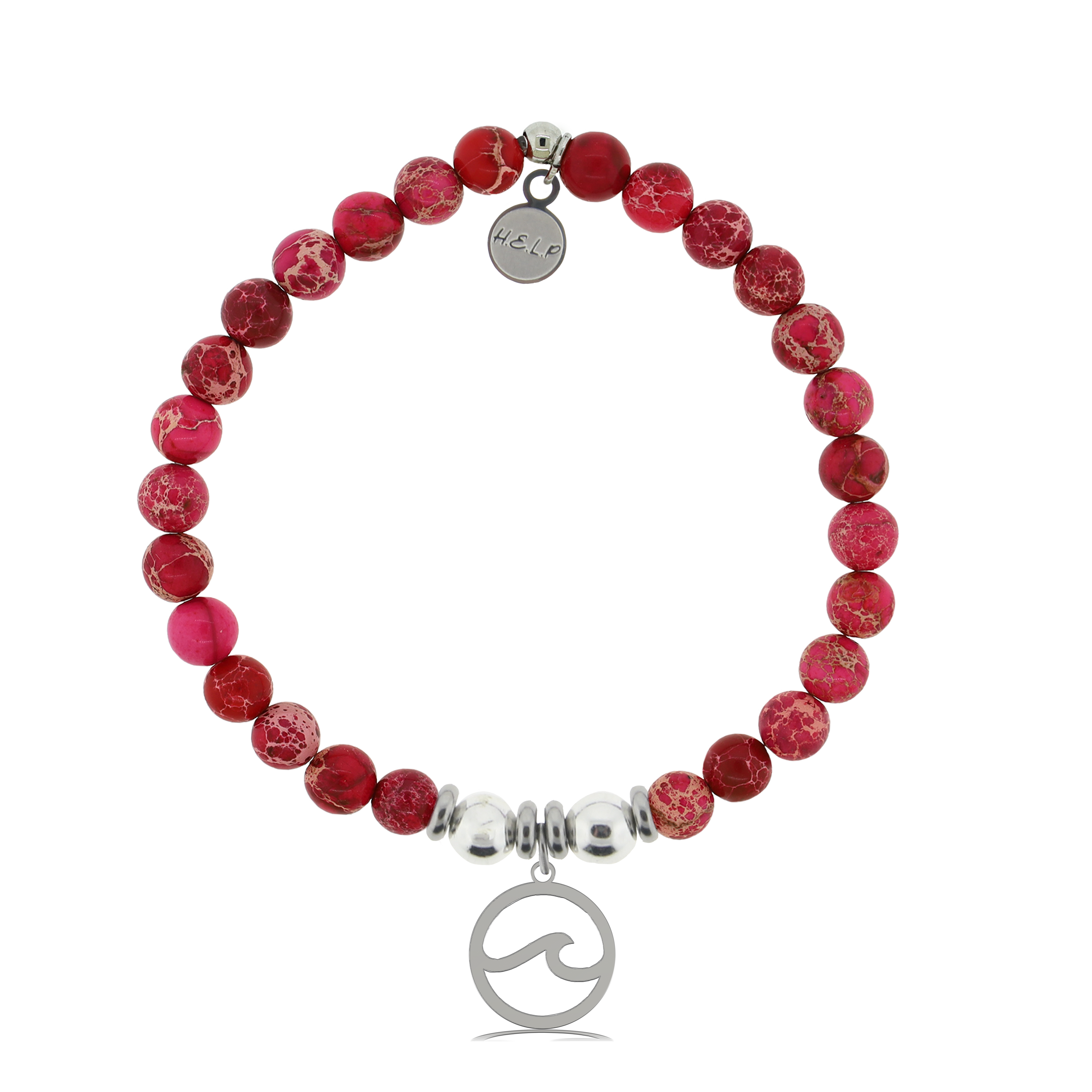 HELP by TJ Waves Cutout Charm with Cranberry Jasper Charity Bracelet