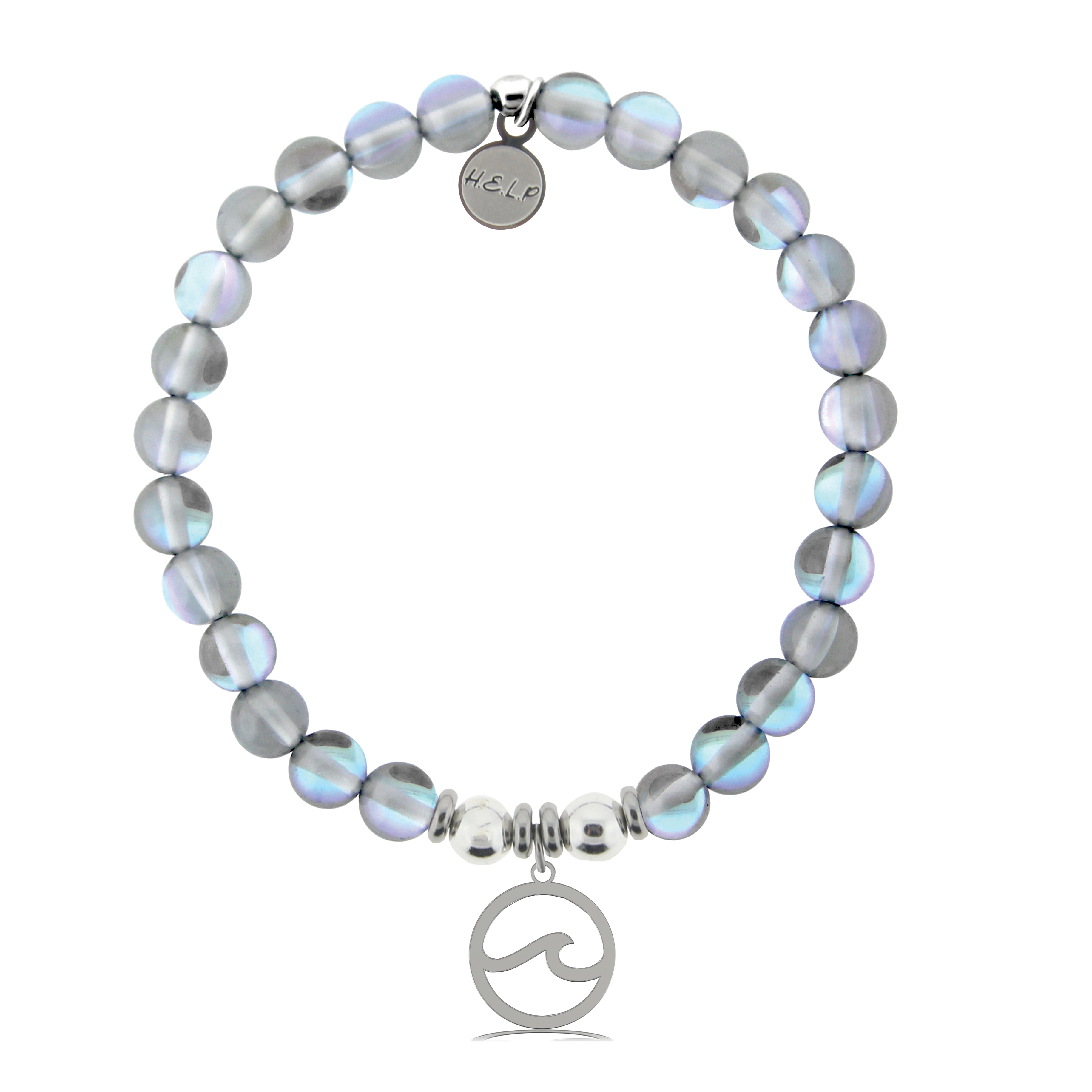 HELP by TJ Waves Cutout Charm with Grey Opalescent Charity Bracelet
