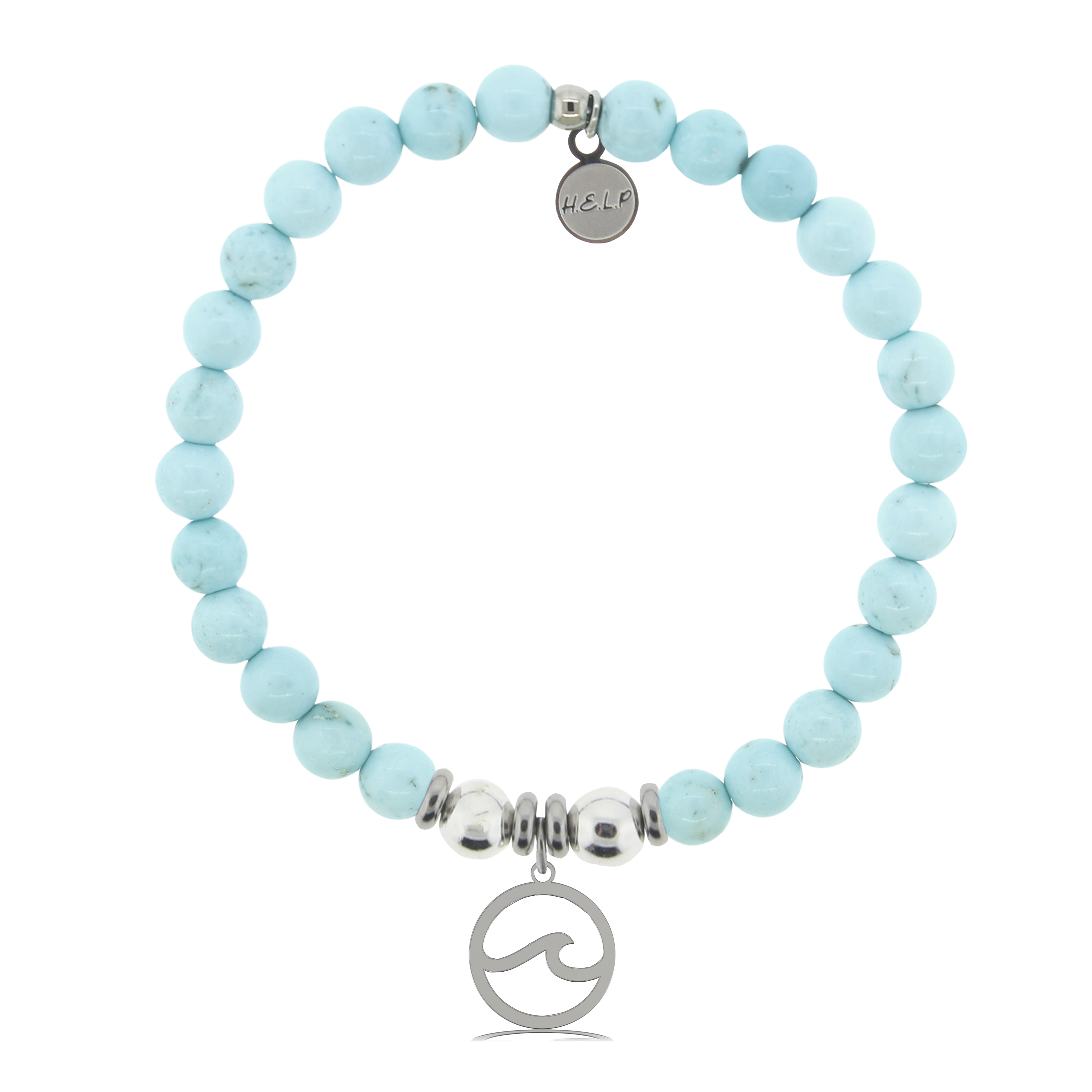 HELP by TJ Waves Cutout Charm with Larimar Magnesite Charity Bracelet