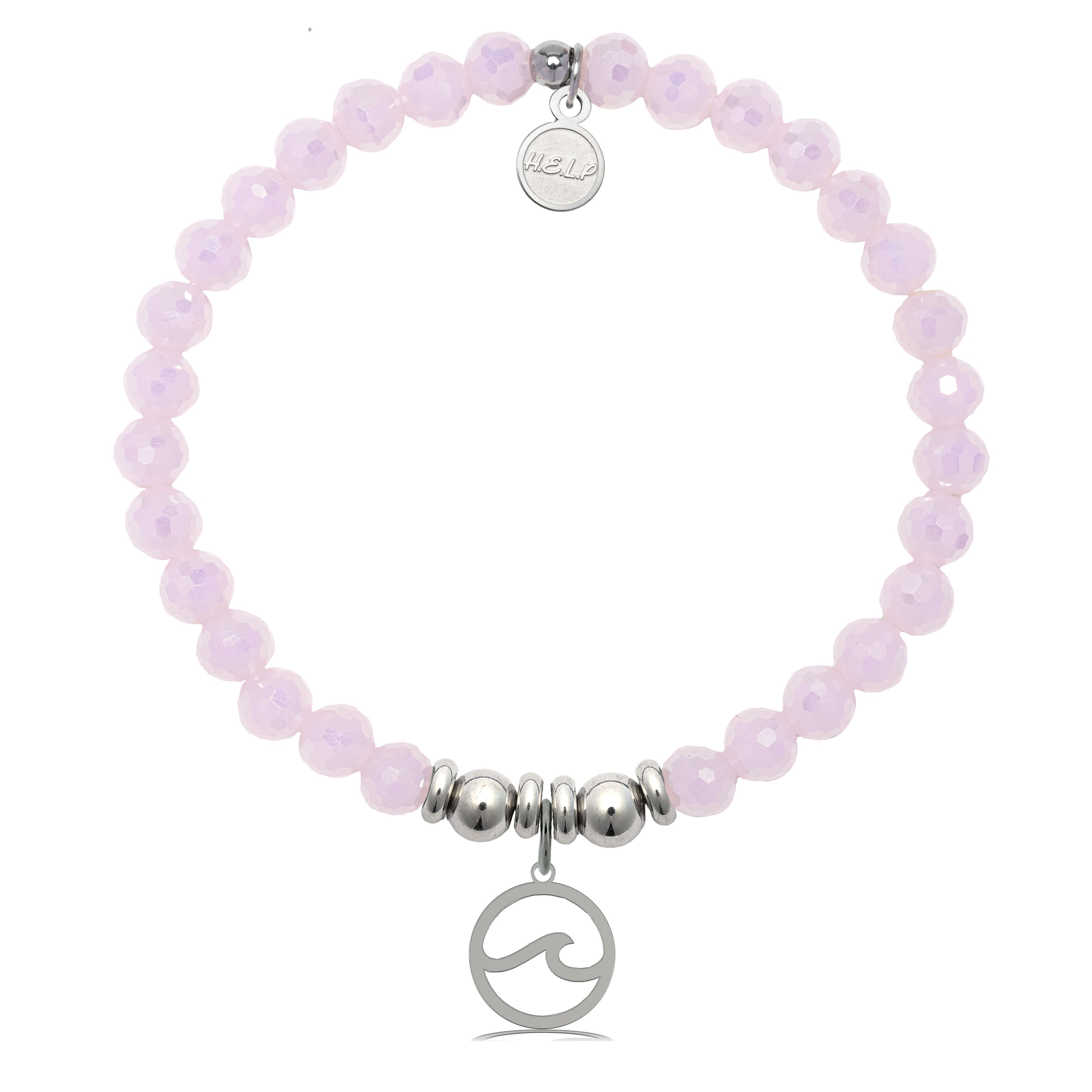 HELP by TJ Waves Cutout Charm with Pink Crystal Charity Bracelet