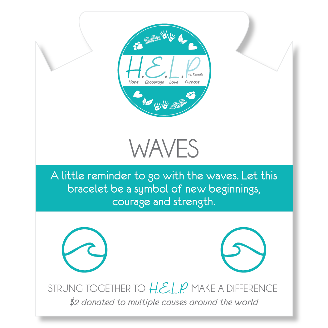 HELP by TJ Waves Cutout Charm with Red Stripe Agate Charity Bracelet
