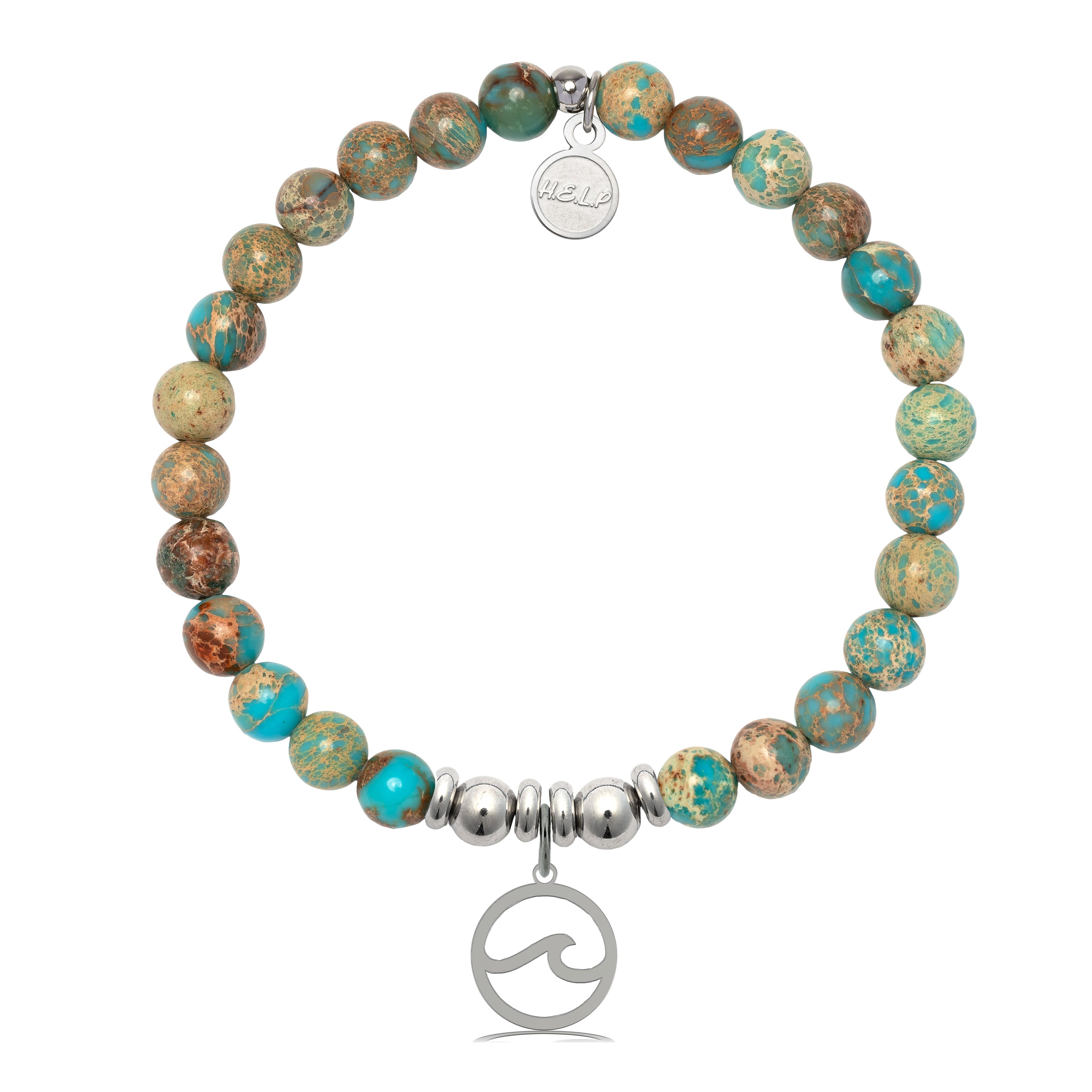 HELP by TJ Waves Cutout Charm with Turquoise Jasper Charity Bracelet