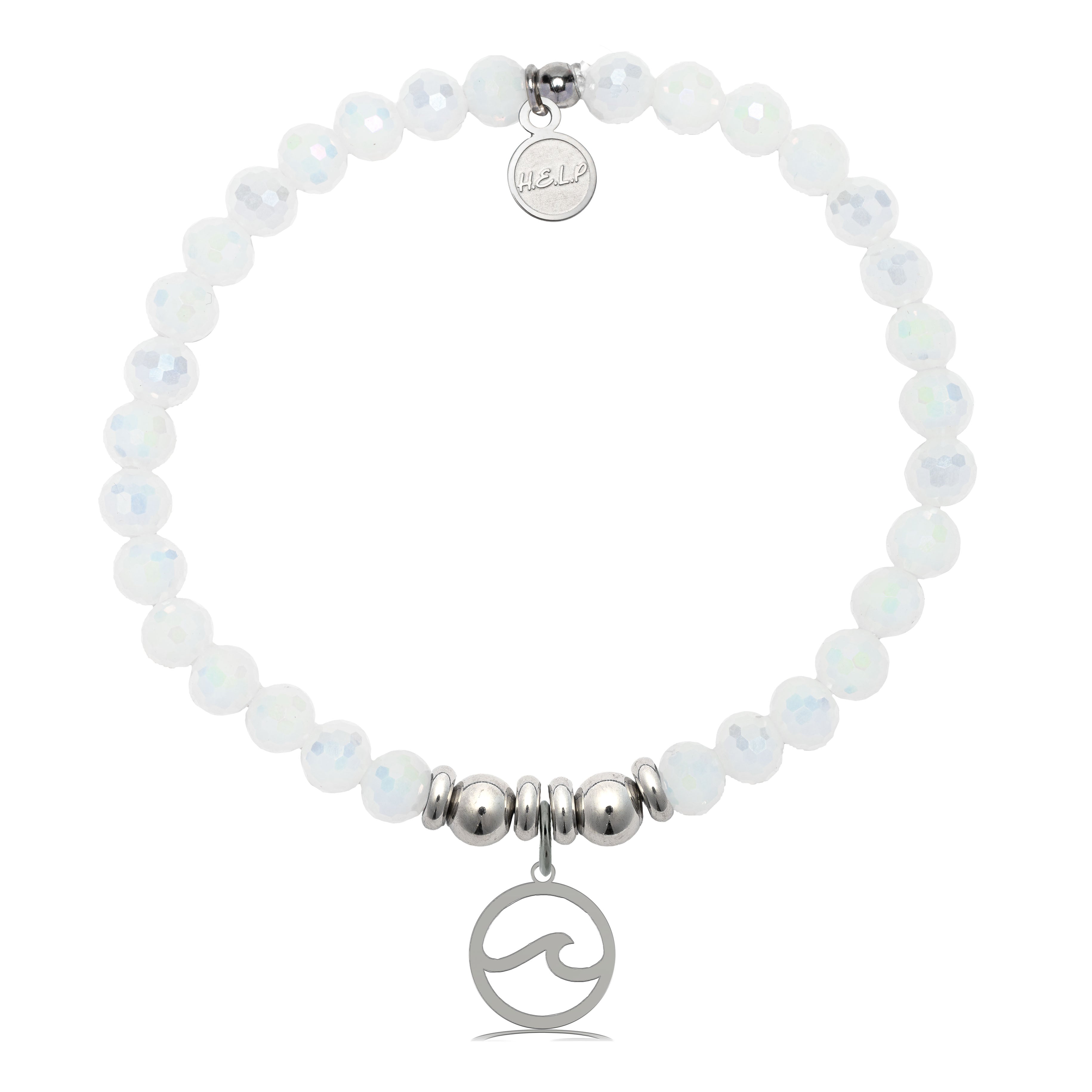 HELP by TJ Waves Cutout Charm with White Crystal Charity Bracelet