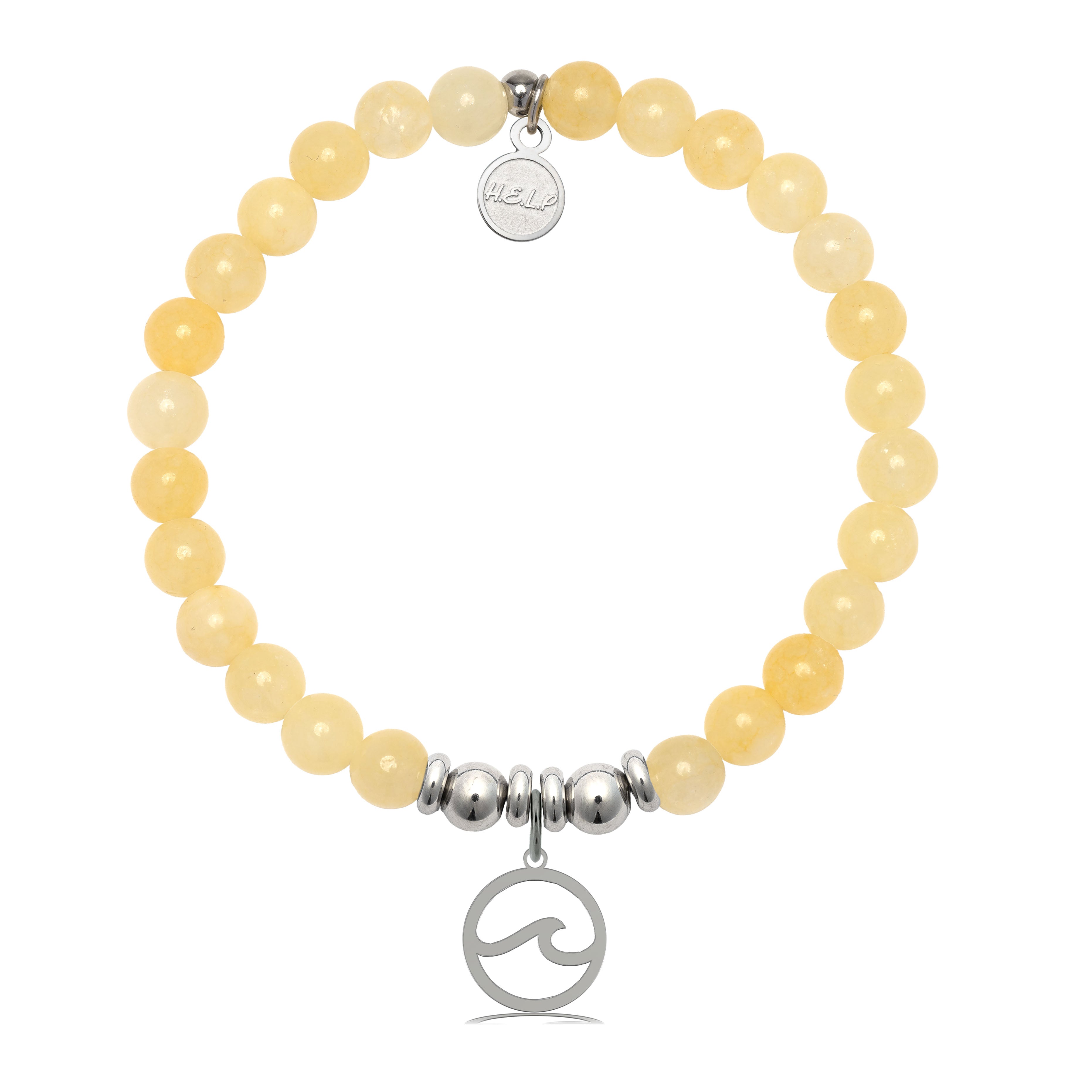 HELP by TJ Waves Cutout Charm with Yellow Jade Charity Bracelet