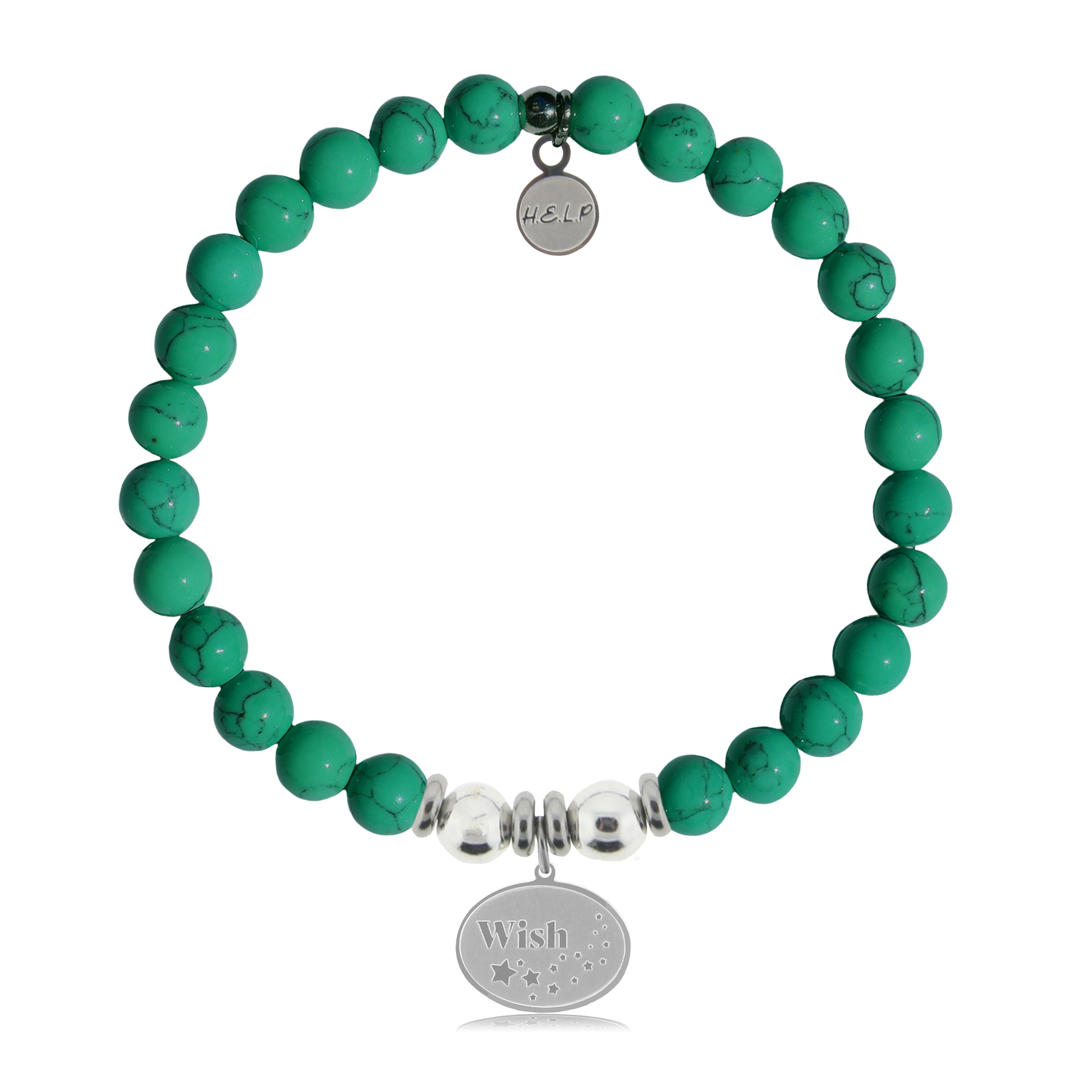 HELP by TJ Wish Charm with Green Howlite Charity Bracelet