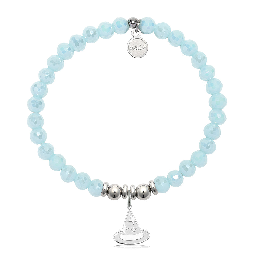 HELP by TJ Witch Hat Charm with Aqua Crystal Charity Bracelet
