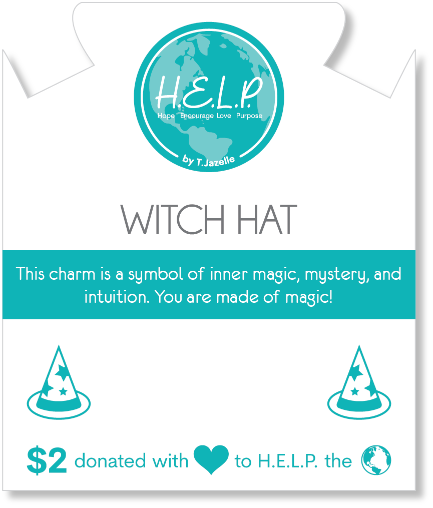 HELP by TJ Witch Hat Charm with Light Blue Agate Charity Bracelet