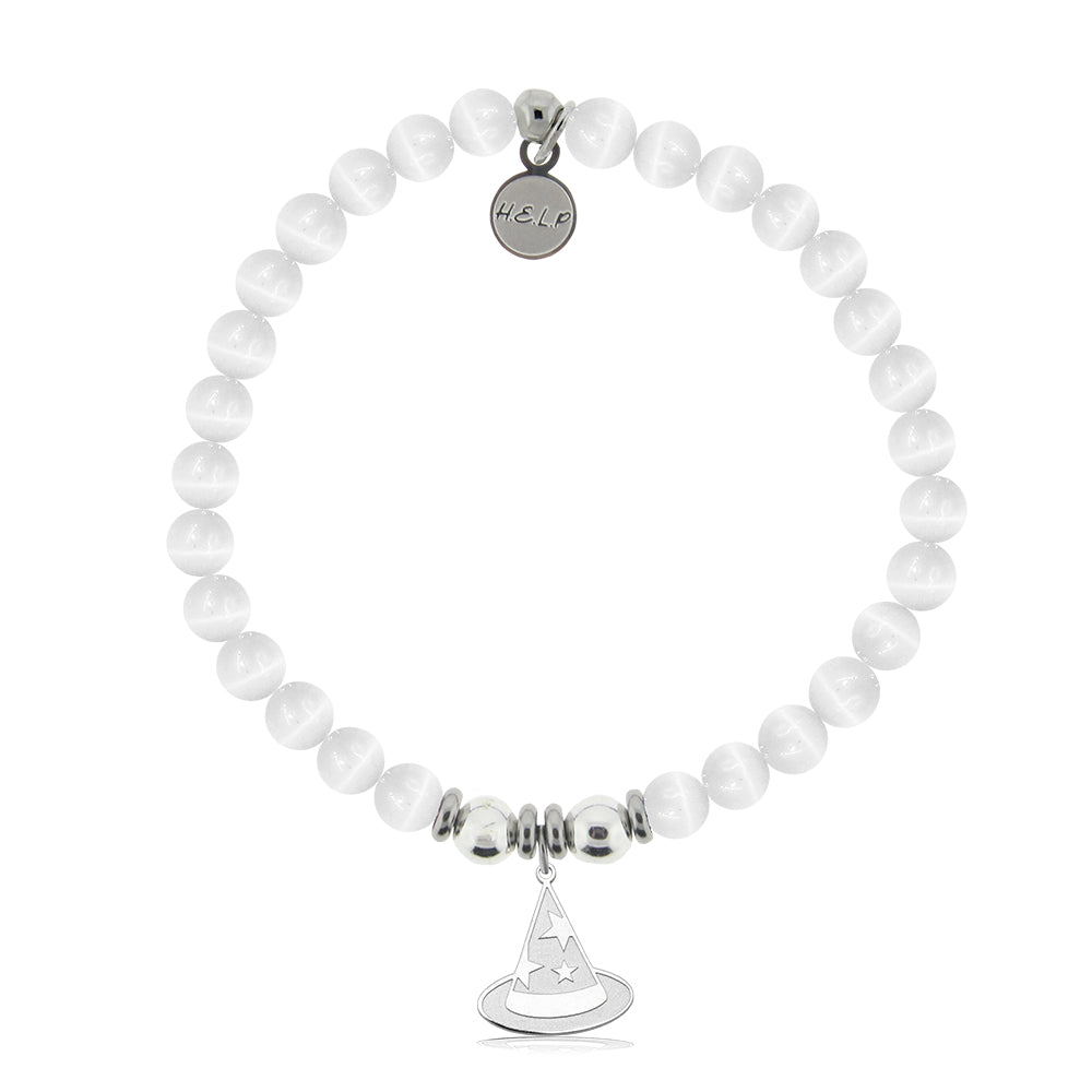 HELP by TJ Witch Hat Charm with White Cats Eye Charity Bracelet