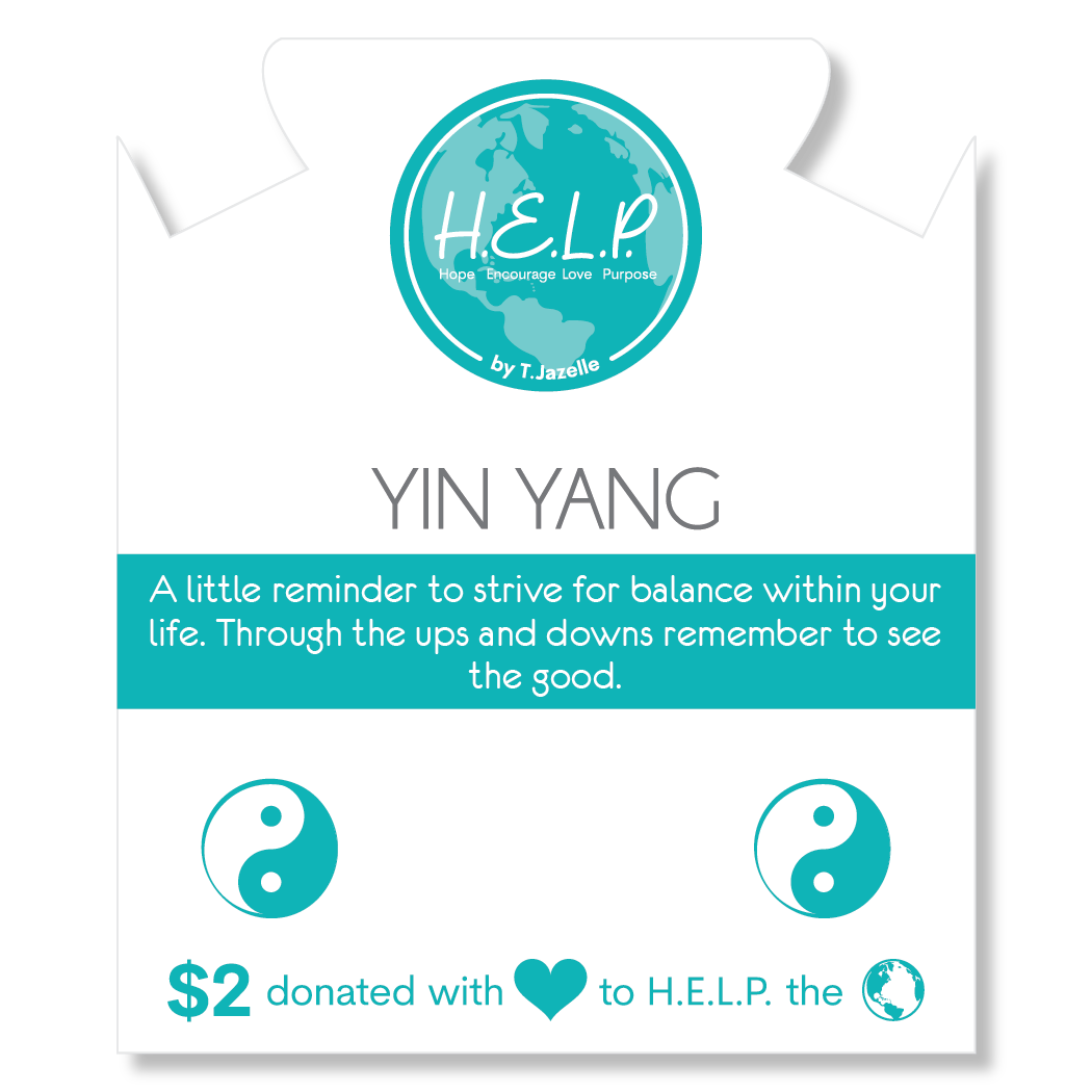 HELP by TJ Yin Yang Charm with Pink Zebra Jade Charity Bracelet