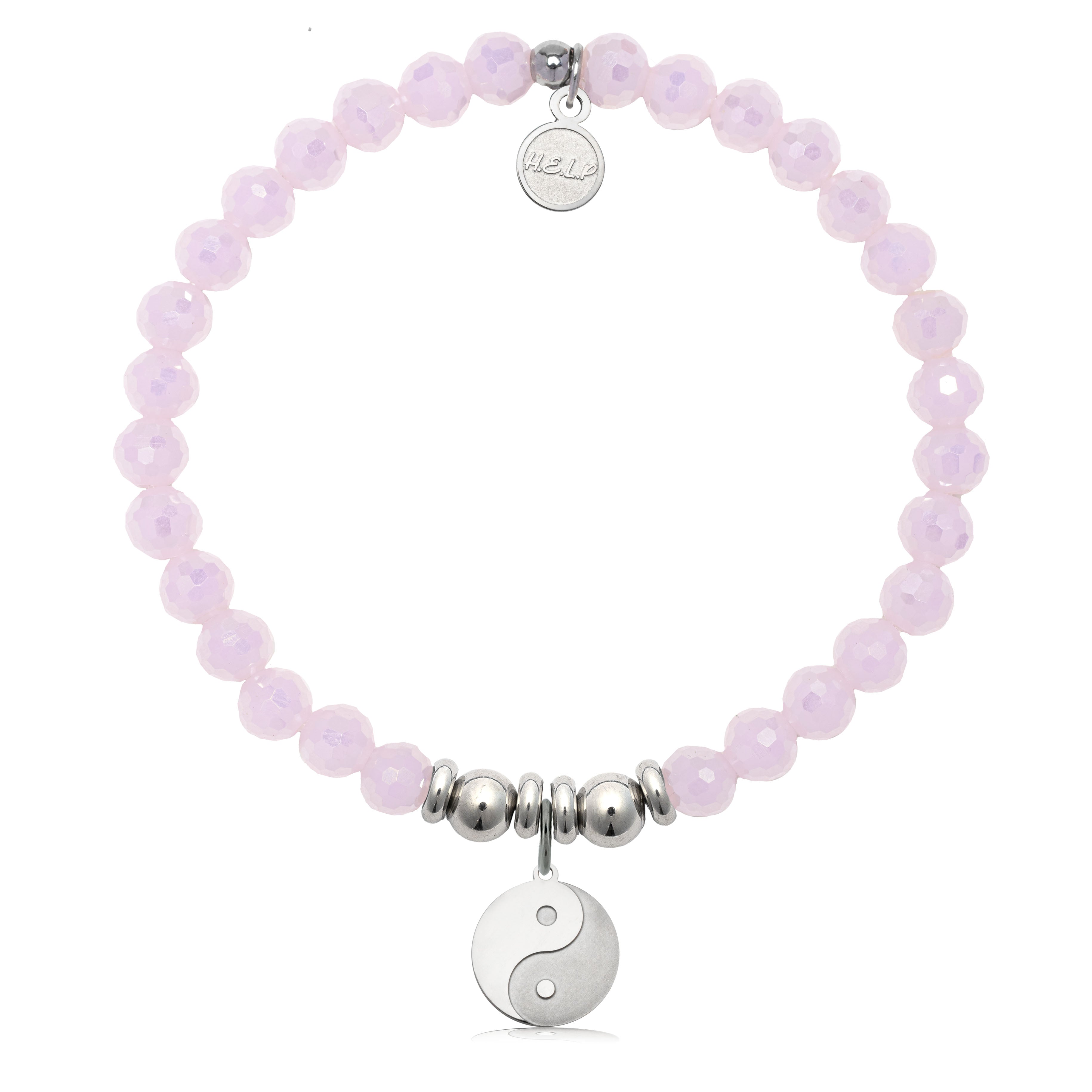 HELP by TJ Yin Yang Raised Charm with Pink Crystal Charity Bracelet