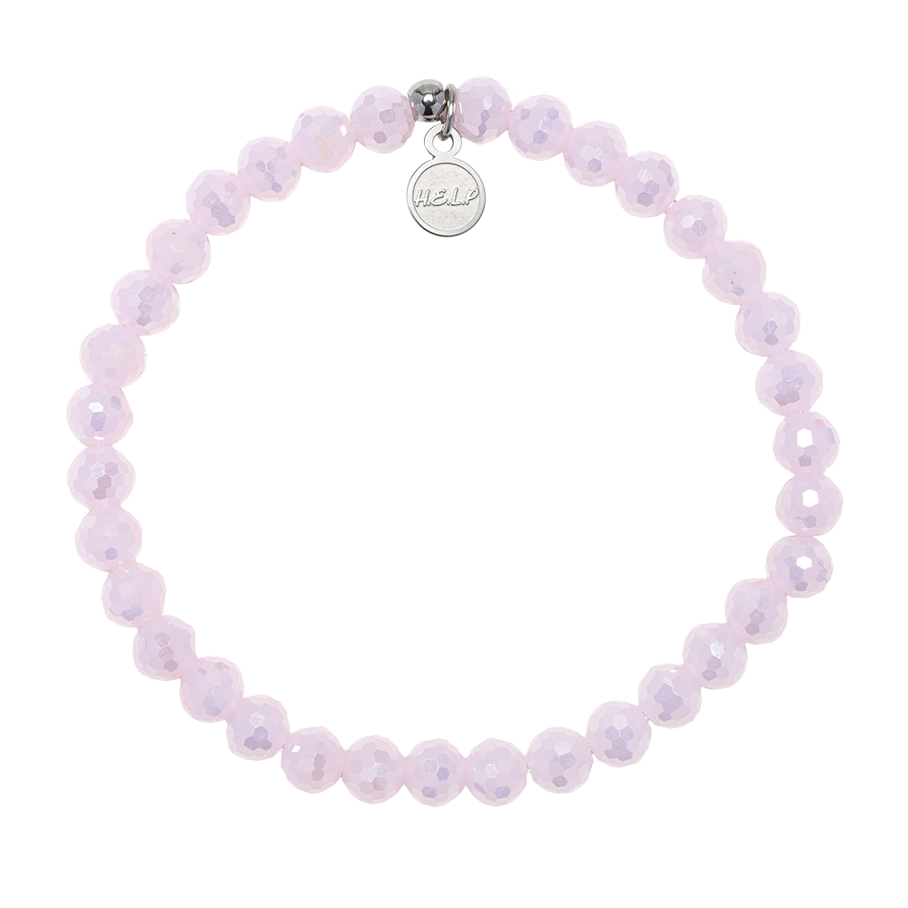 HELP by TJ You Are Loved Stacker Bracelet with Pink Crystal Beads