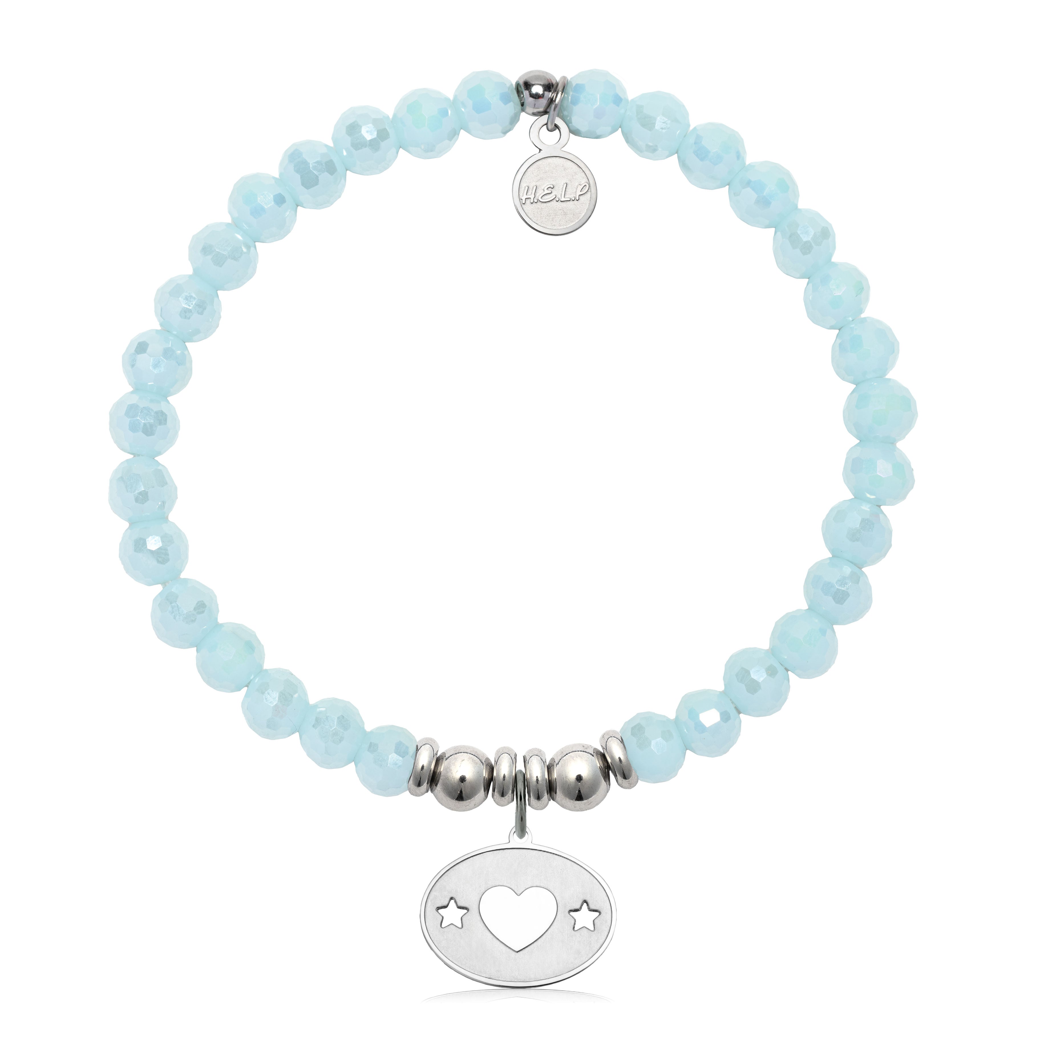 HELP by TJ Your Special Day Charm with Aqua Crystal Charity Bracelet