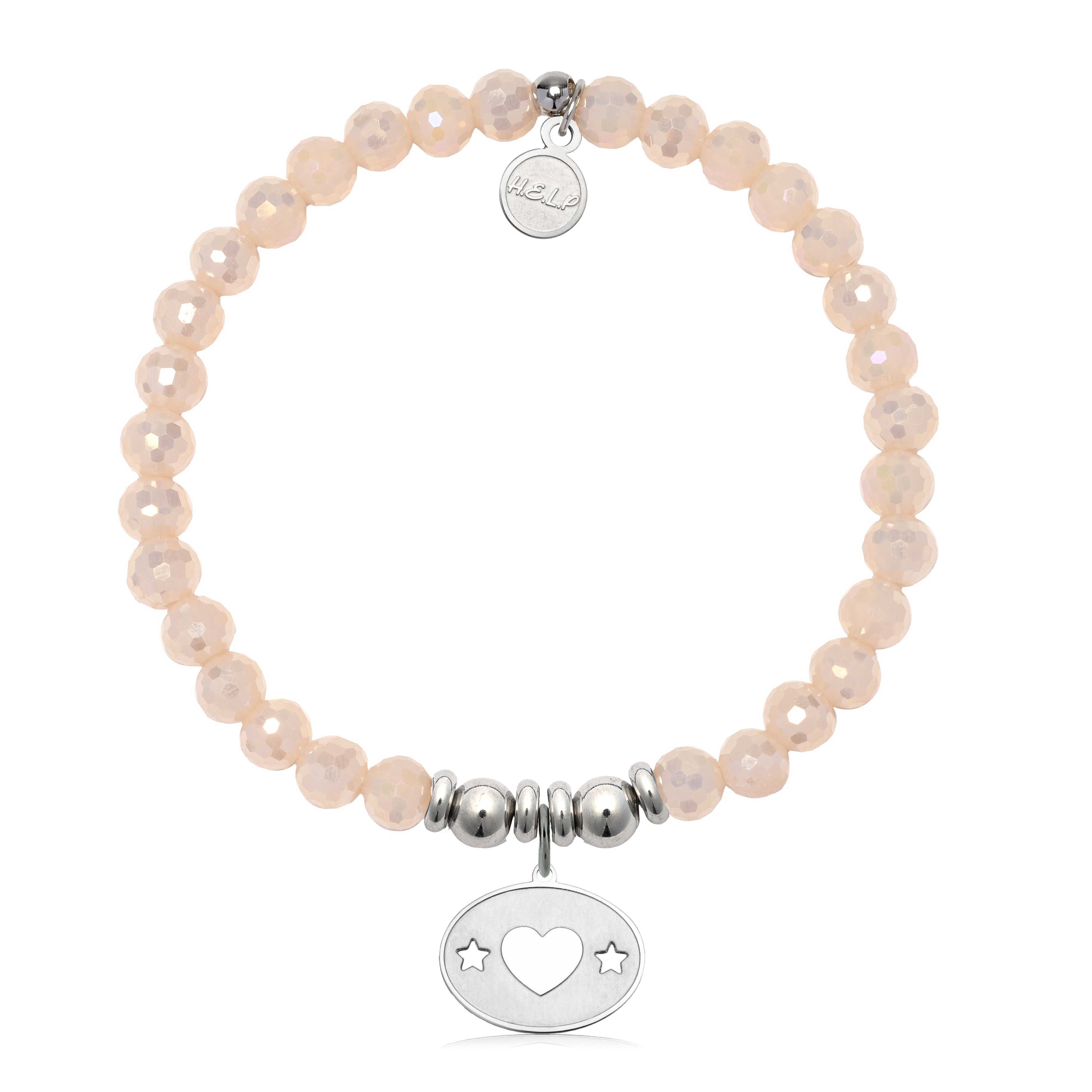 HELP by TJ Your Special Day Charm with Beige Crystal Charity Bracelet