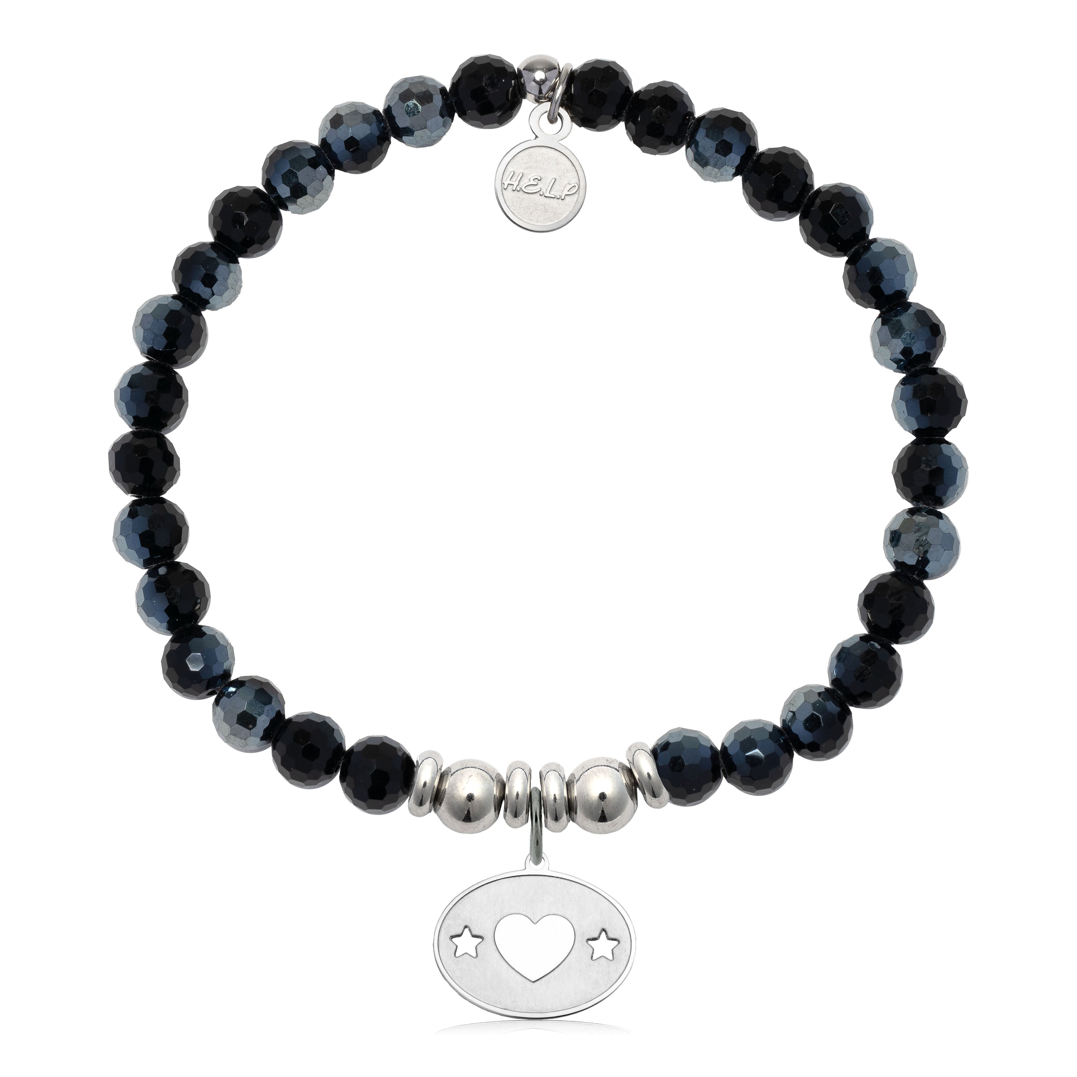 HELP by TJ Your Special Day Charm with Black Crystal Charity Bracelet