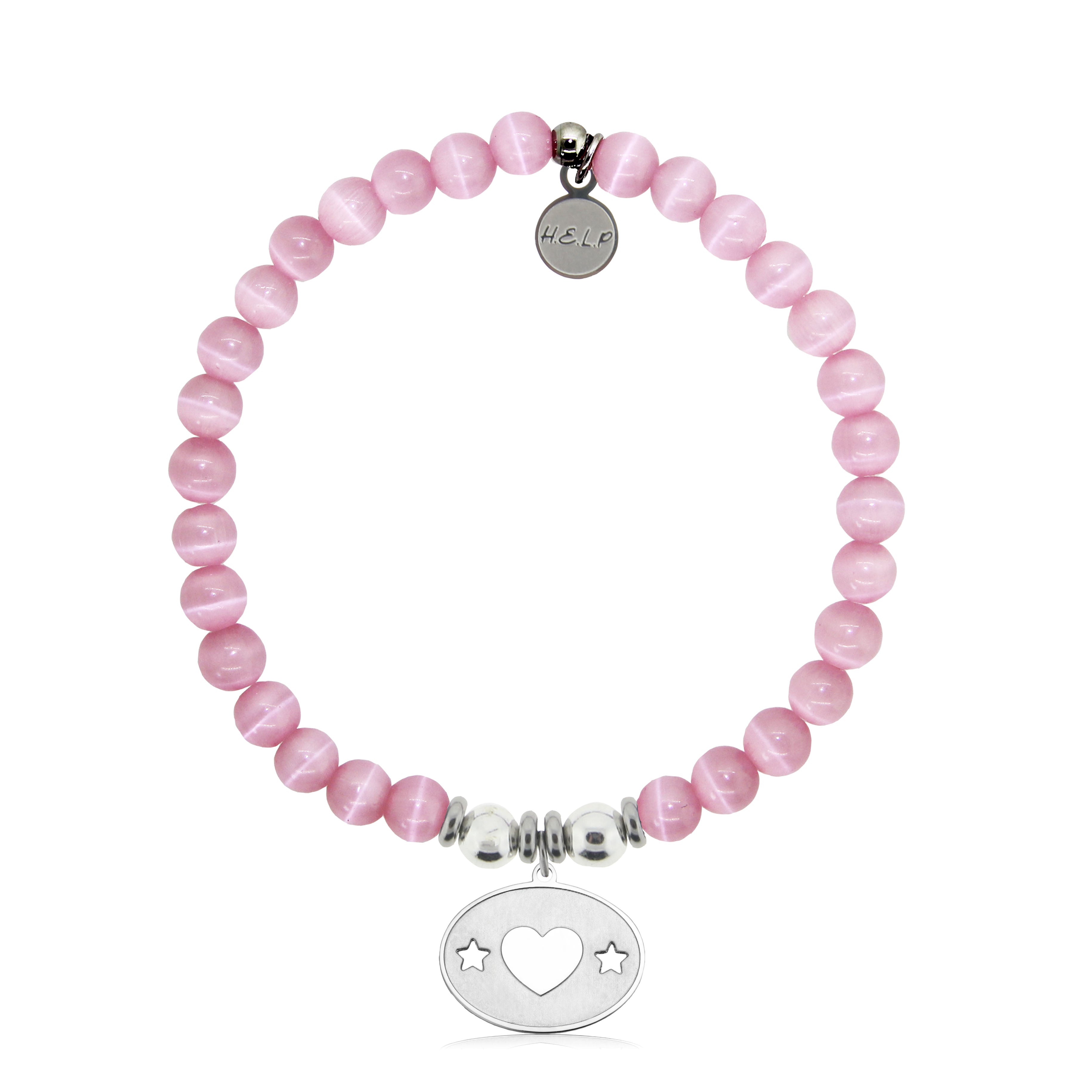 HELP by TJ Your Special Day Charm with Pink Cats Eye Charity Bracelet