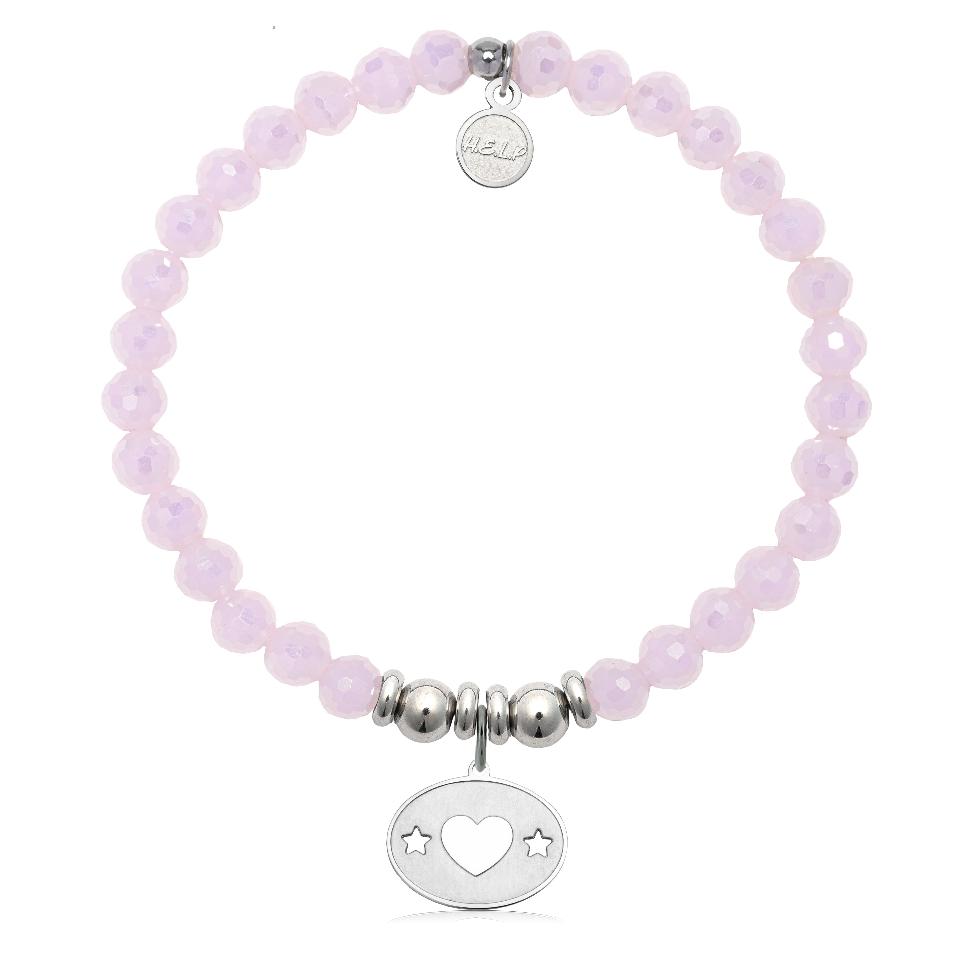 HELP by TJ Your Special Day Charm with Pink Crystal Charity Bracelet