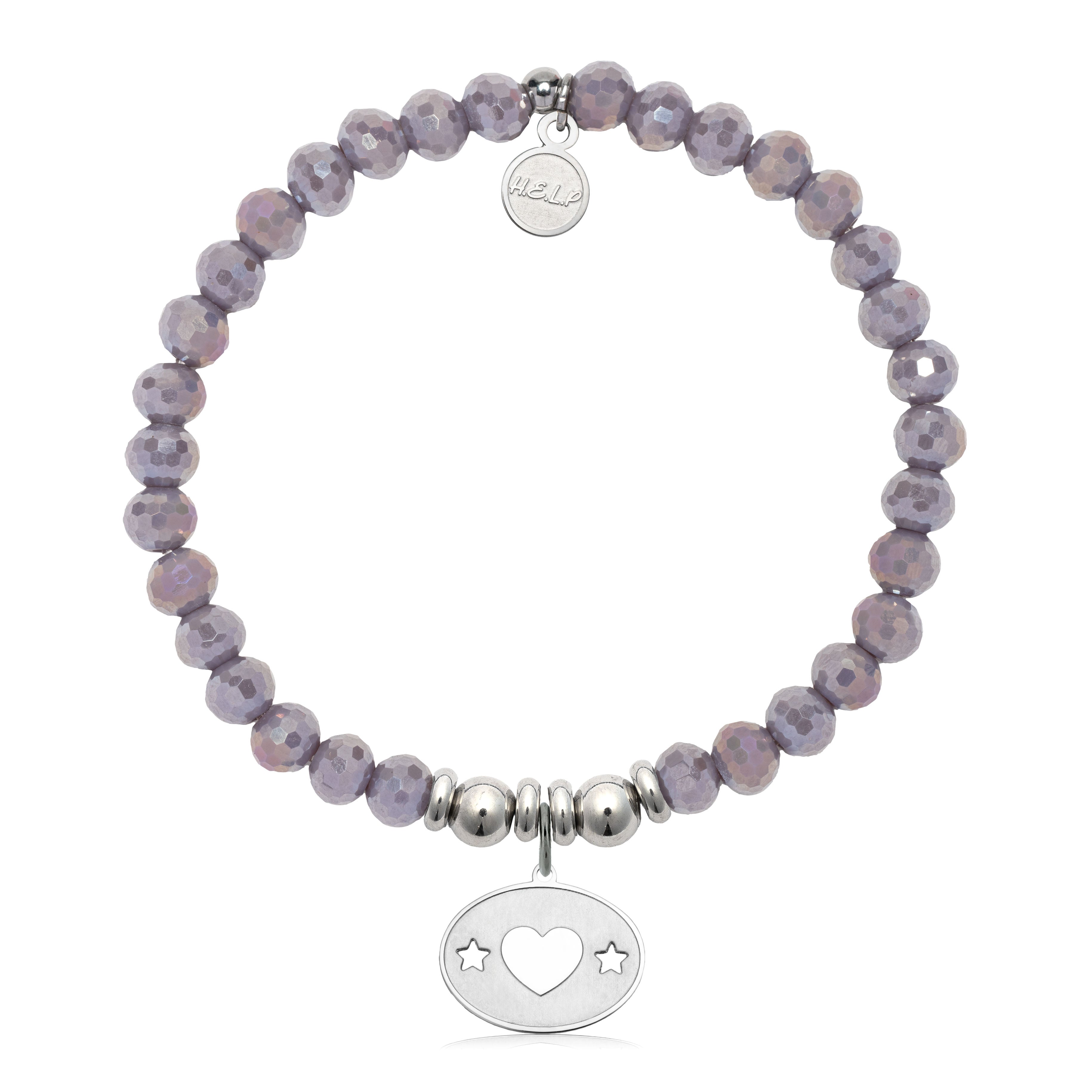 HELP by TJ Your Special Day Charm with Purple Crystal Charity Bracelet