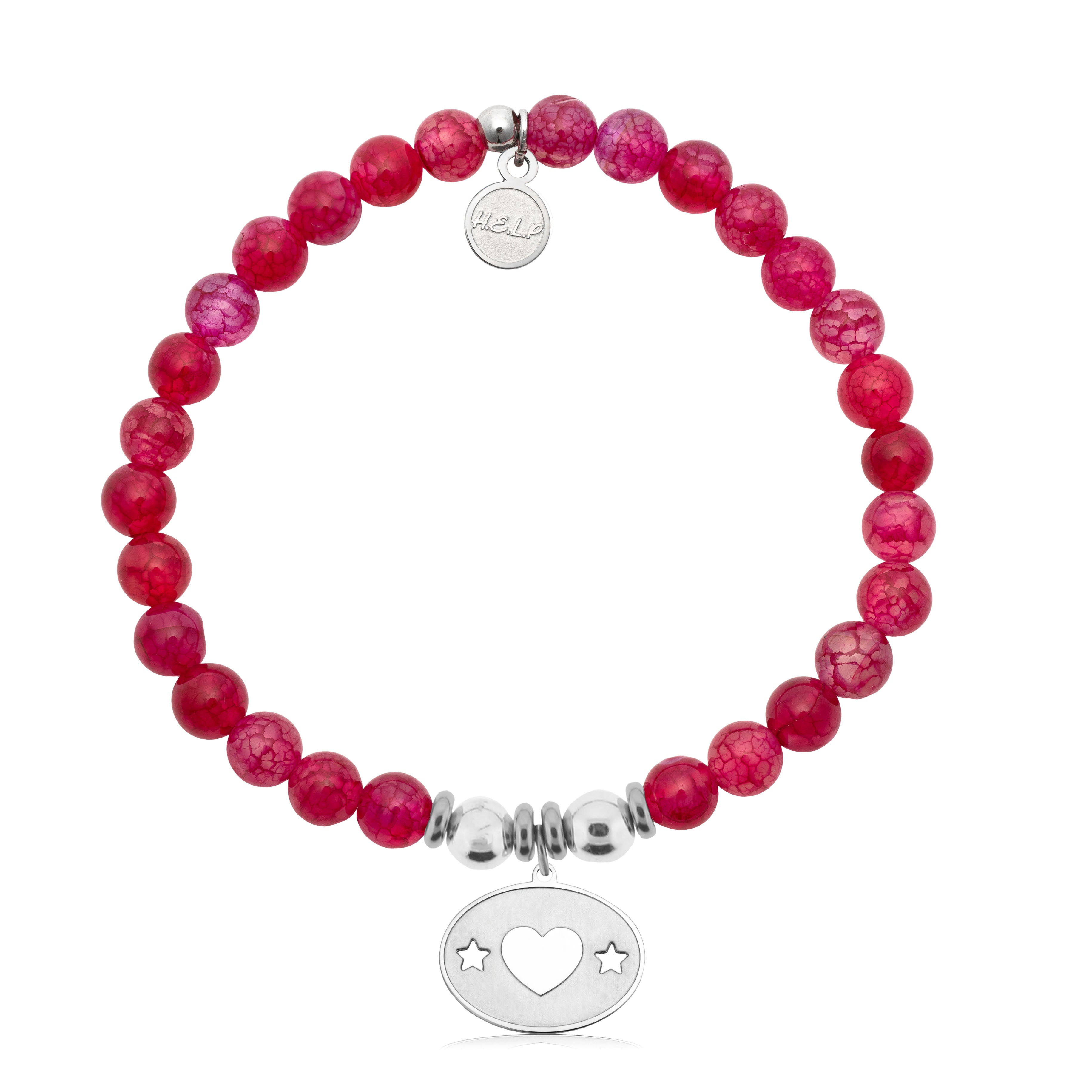 HELP by TJ Your Special Day Charm with Red Fire Agate Charity Bracelet