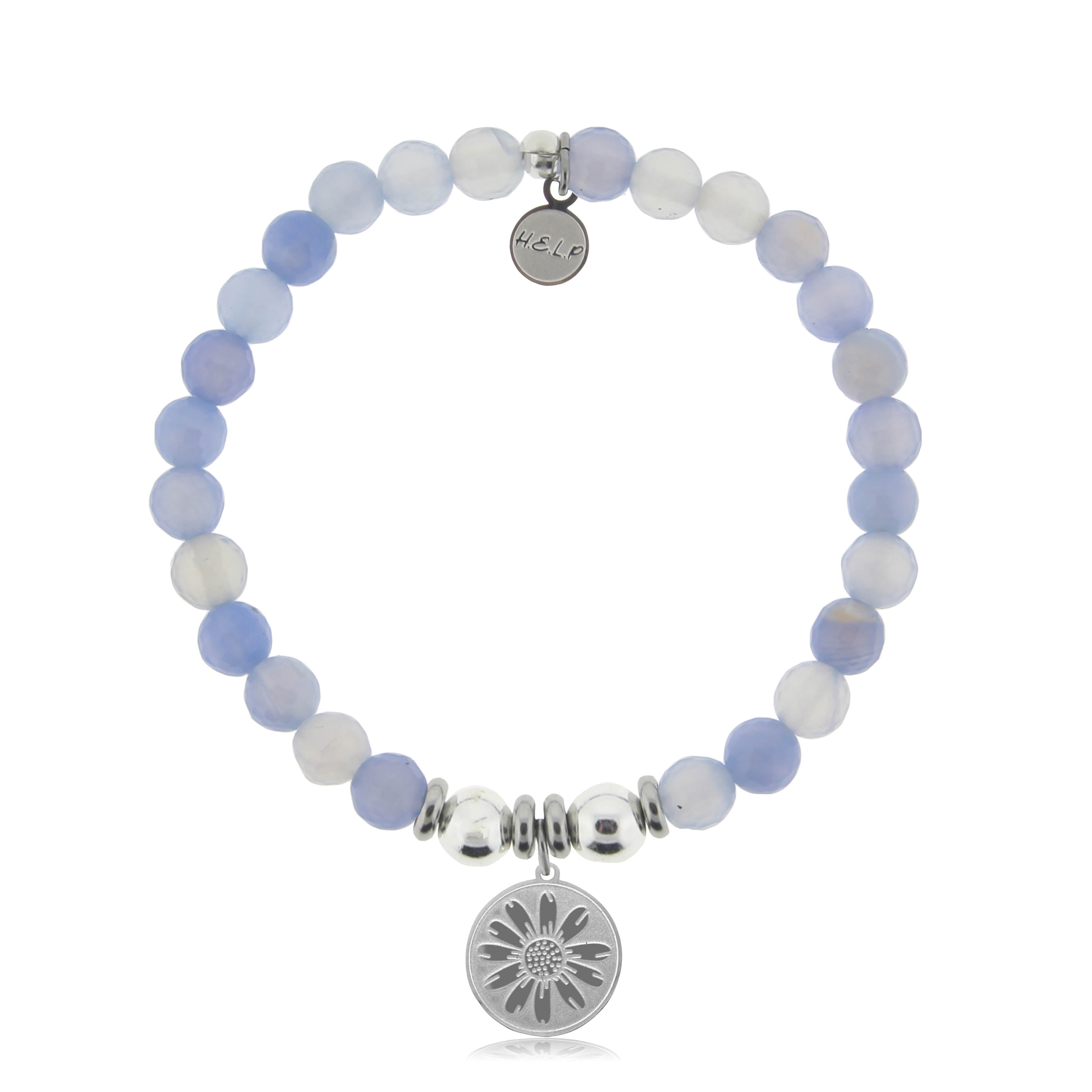 HELP by TJ Daisy Charm with Sky Blue Agate Charity Bracelet