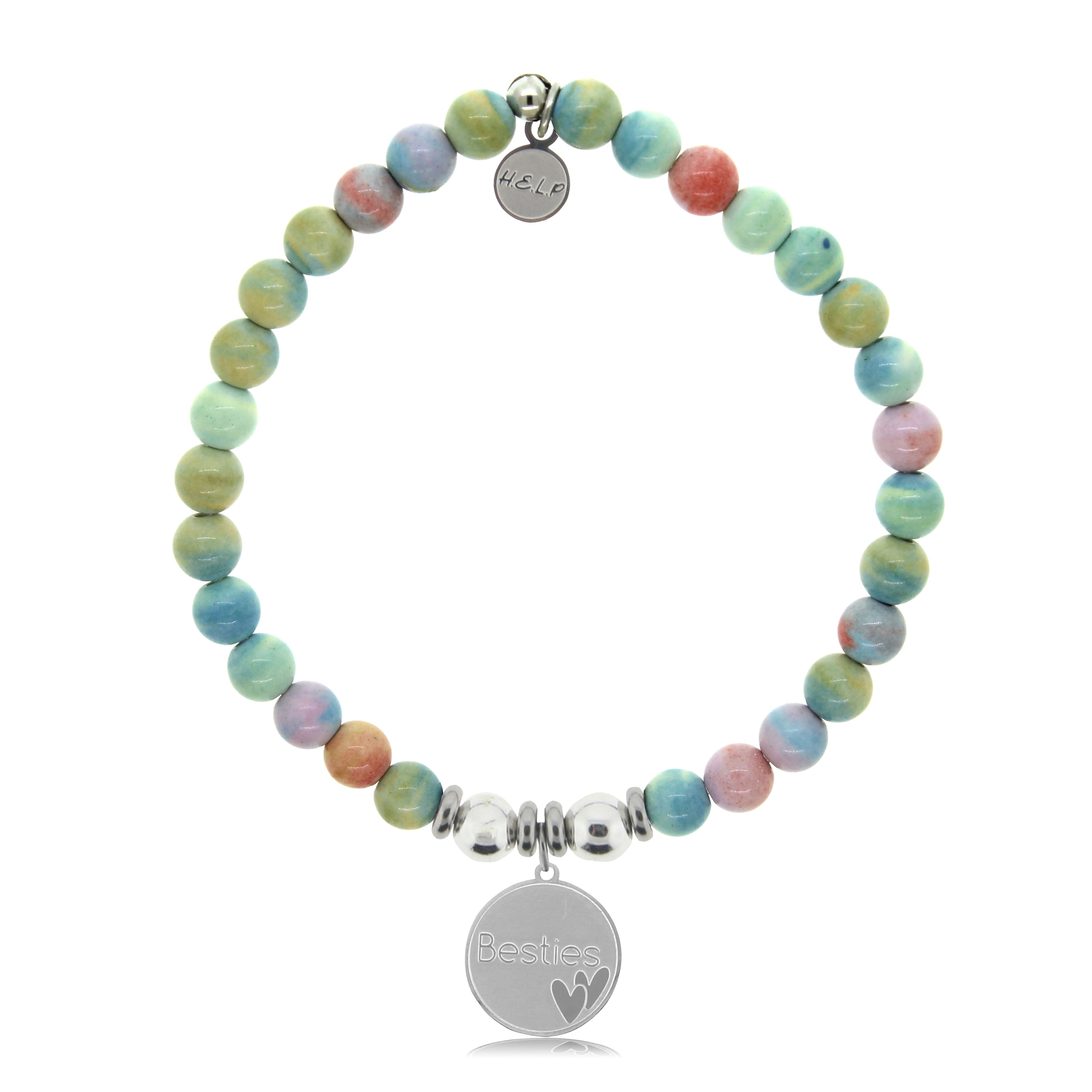 HELP by TJ Besties Charm with Pastel Jade Charity Bracelet