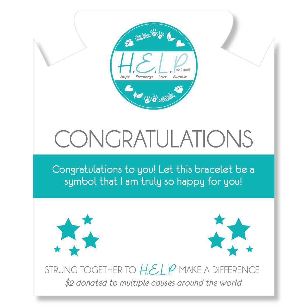 HELP by TJ Congratulations Charm with Blue and White Jade Charity Bracelet