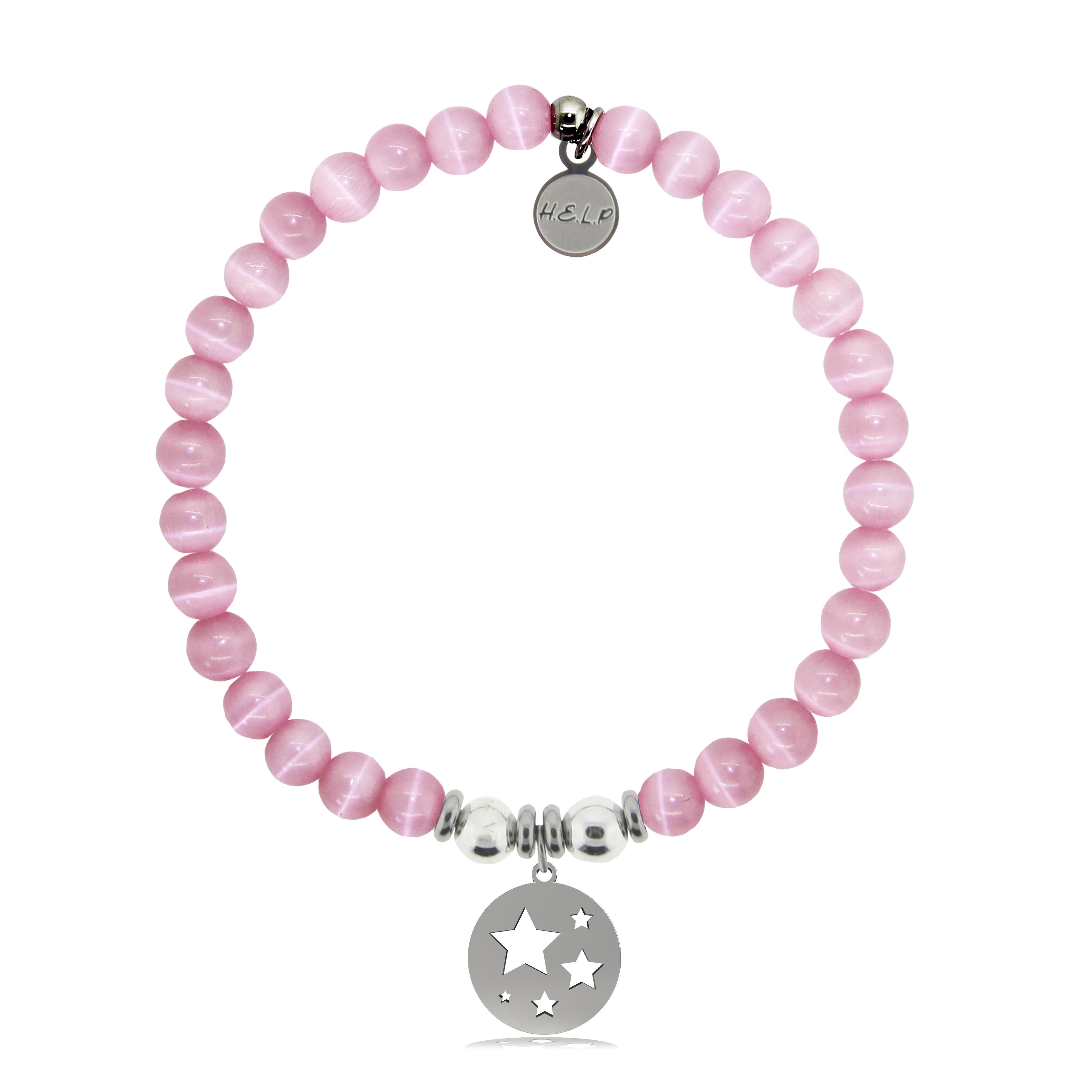 HELP by TJ Congratulations Charm with Pink Cat Eye Charity Bracelet
