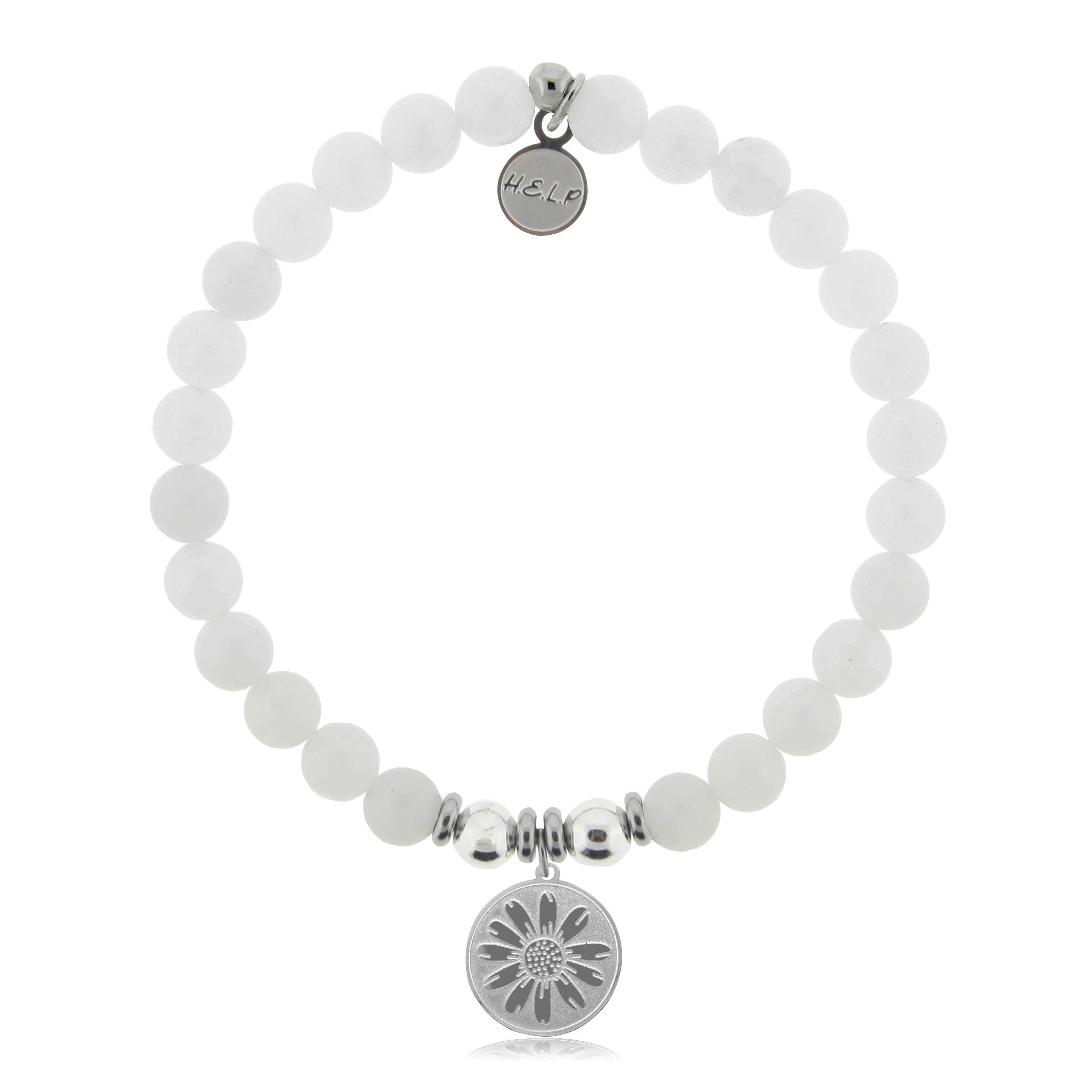 HELP by TJ Daisy Charm with White Jade Charity Bracelet