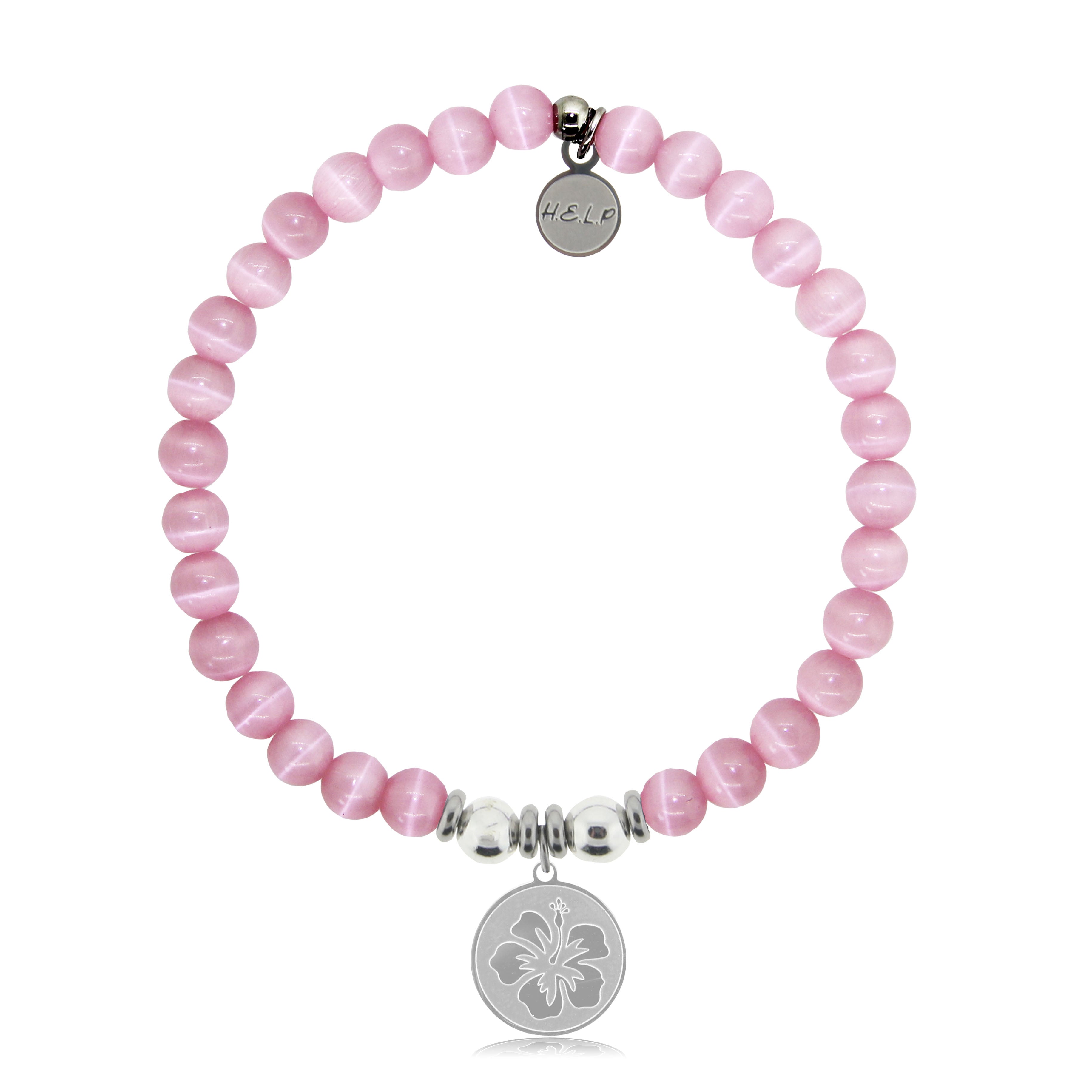 HELP by TJ Hibiscus Charm with Pink Cats Eye Charity Bracelet