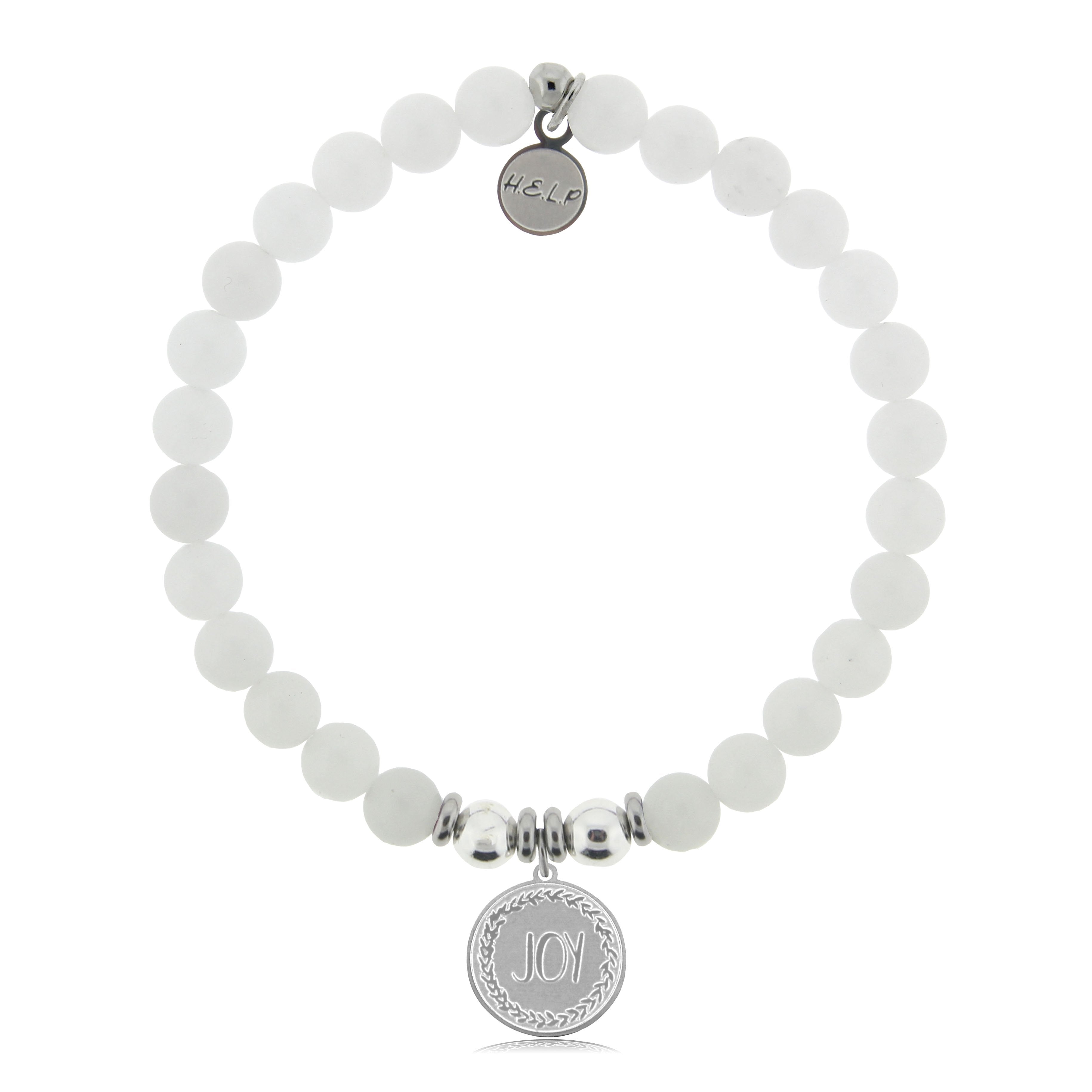 HELP by TJ Joy Charm with White Jade Beads Charity Bracelet