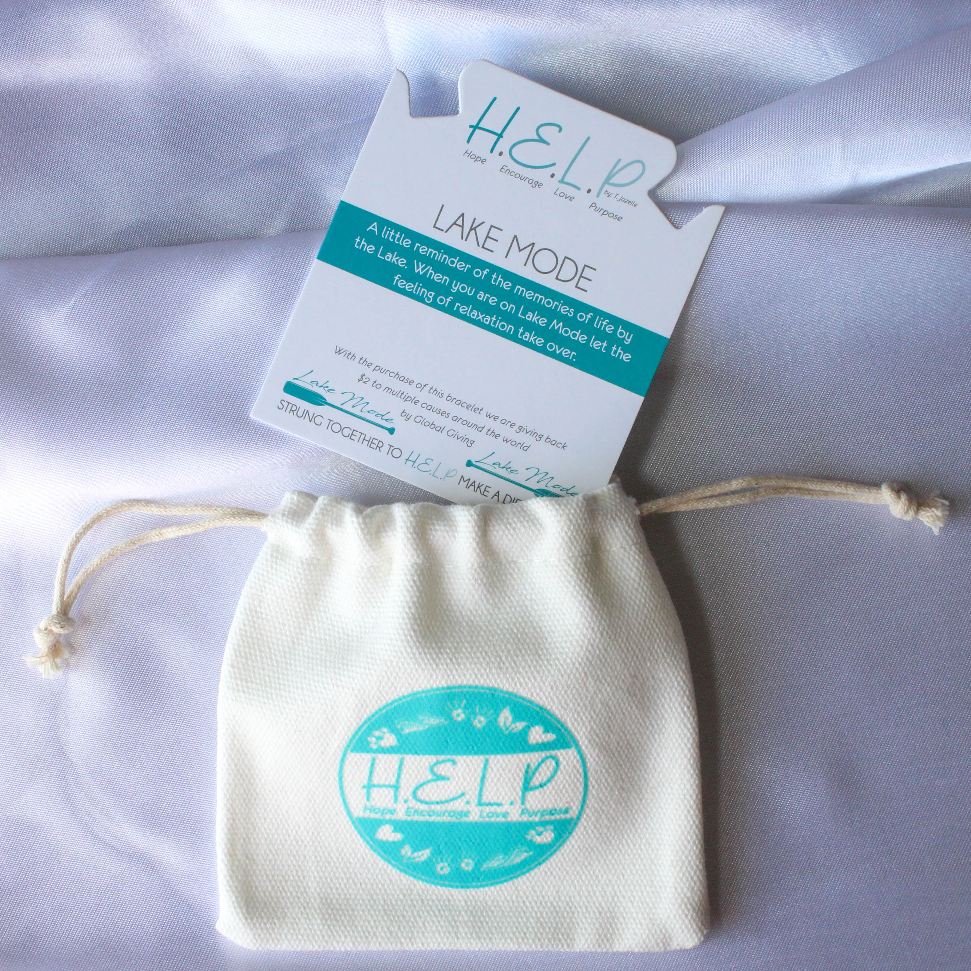 HELP by TJ Lake Mode Charm with Blueberry Quartz Beads Charity Bracelet