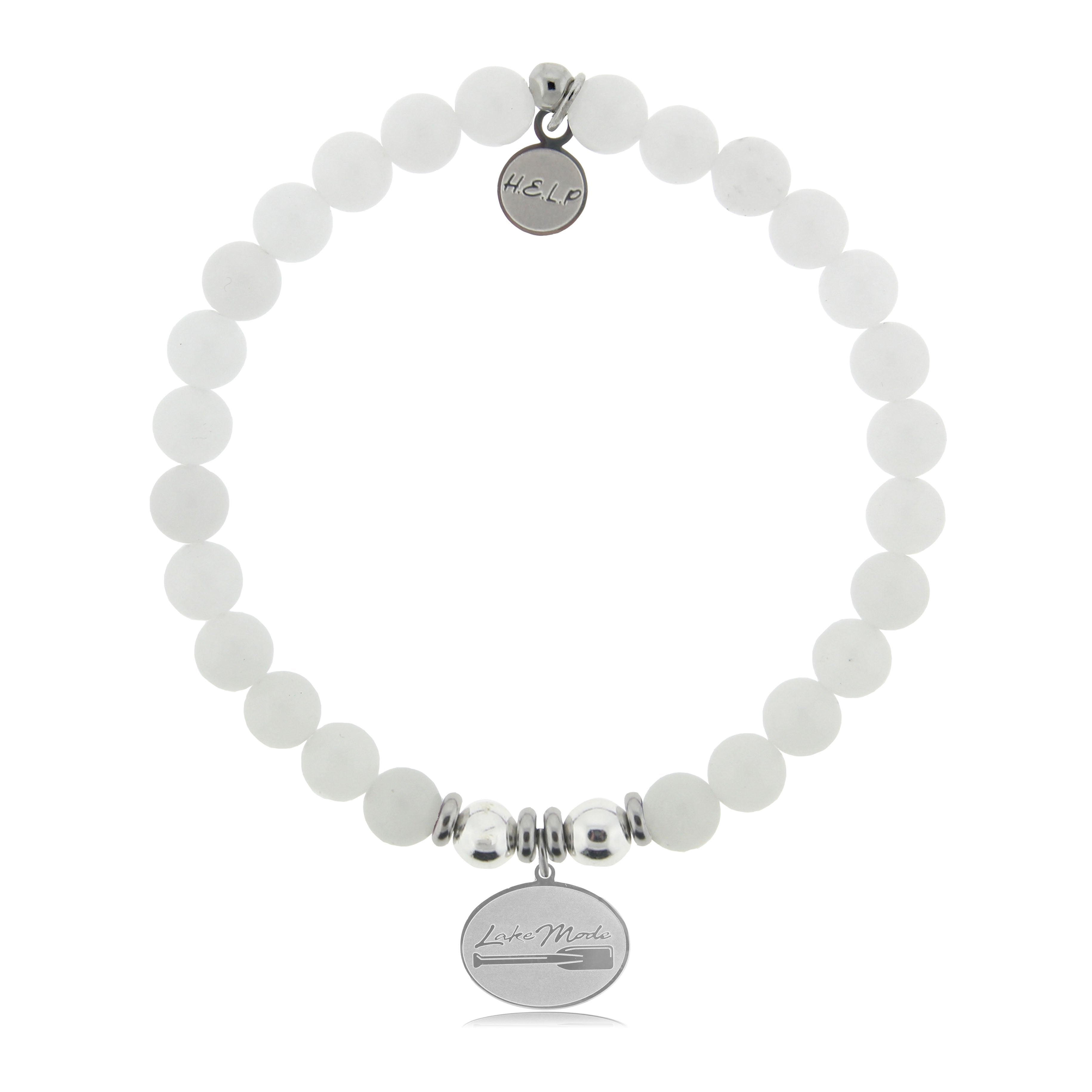 HELP by TJ Lake Mode Charm with White Jade Beads Charity Bracelet