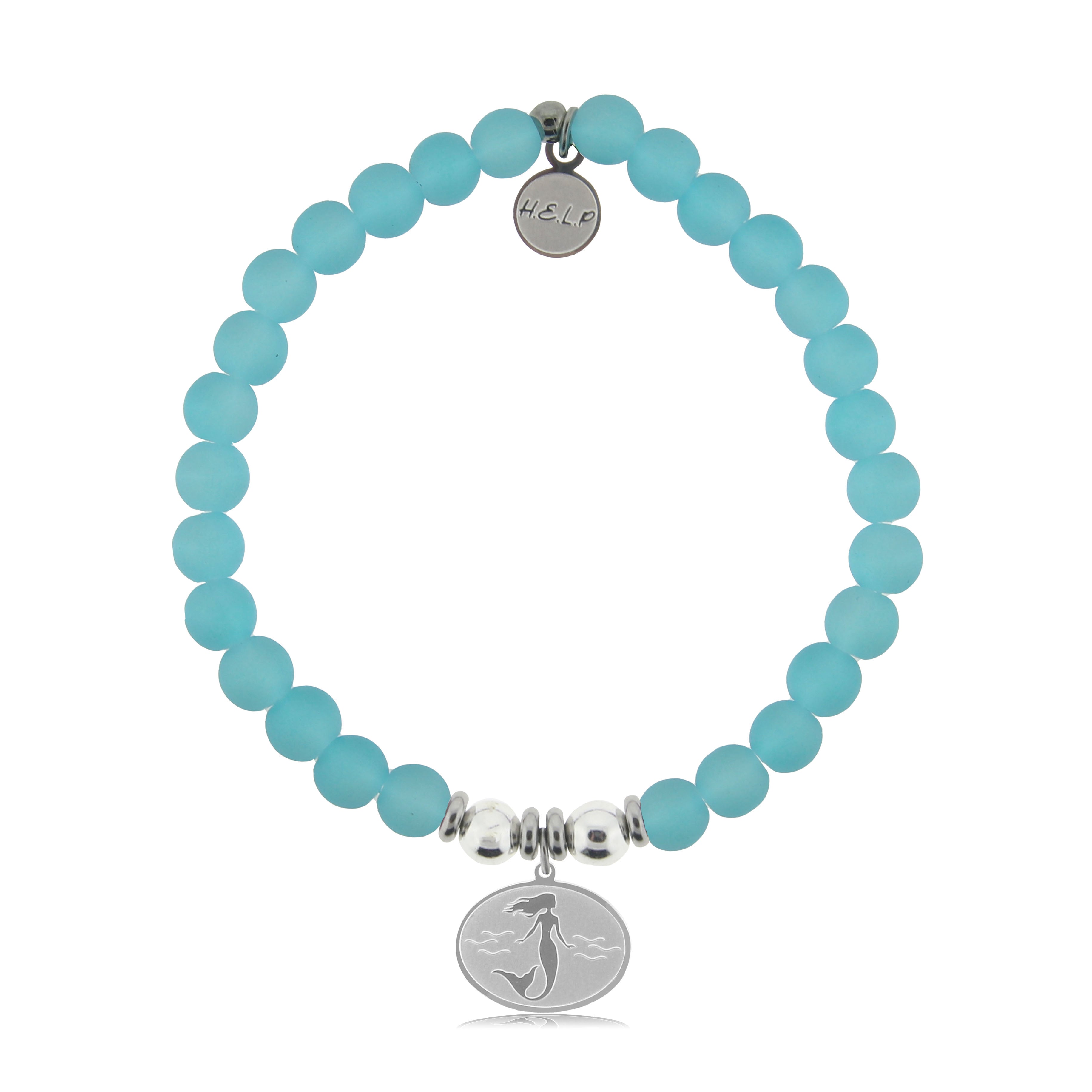 HELP by TJ Mermaid Charm with Light Blue Seaglass Charity Bracelet