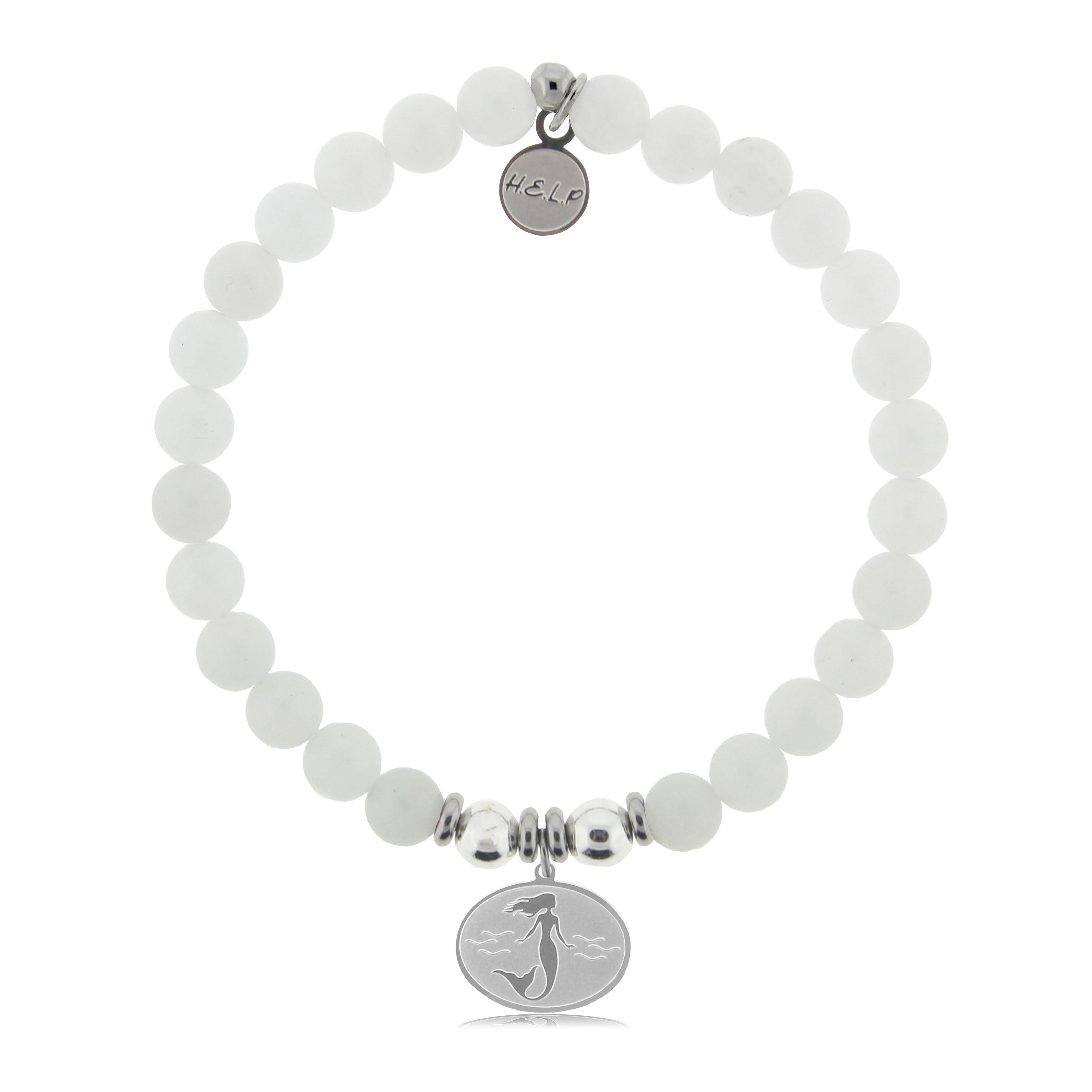 HELP by TJ Mermaid Charm with White Jade Charity Bracelet
