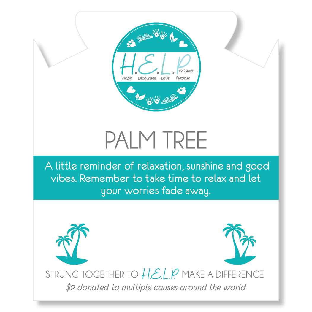 HELP by TJ Palm Tree Charm with Light Blue Opalescent Charity Bracelet