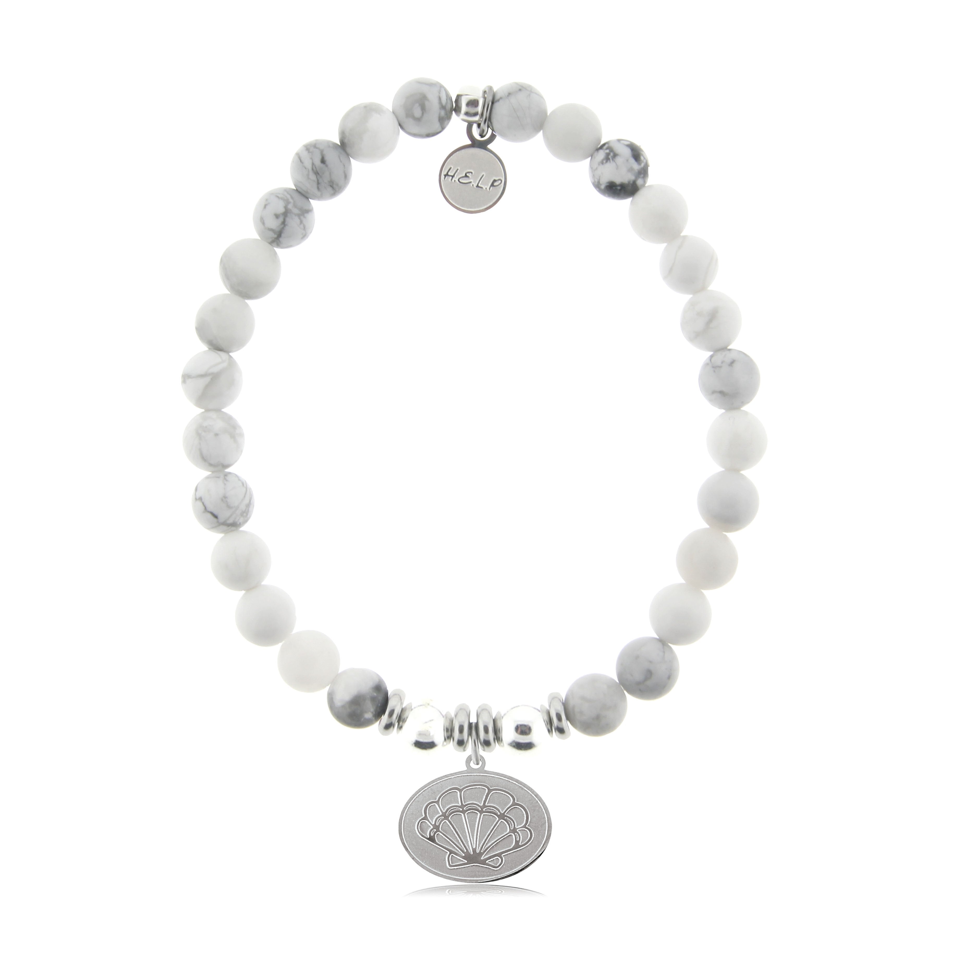 HELP by TJ Seashell Charm with Howlite Beads Charity Bracelet