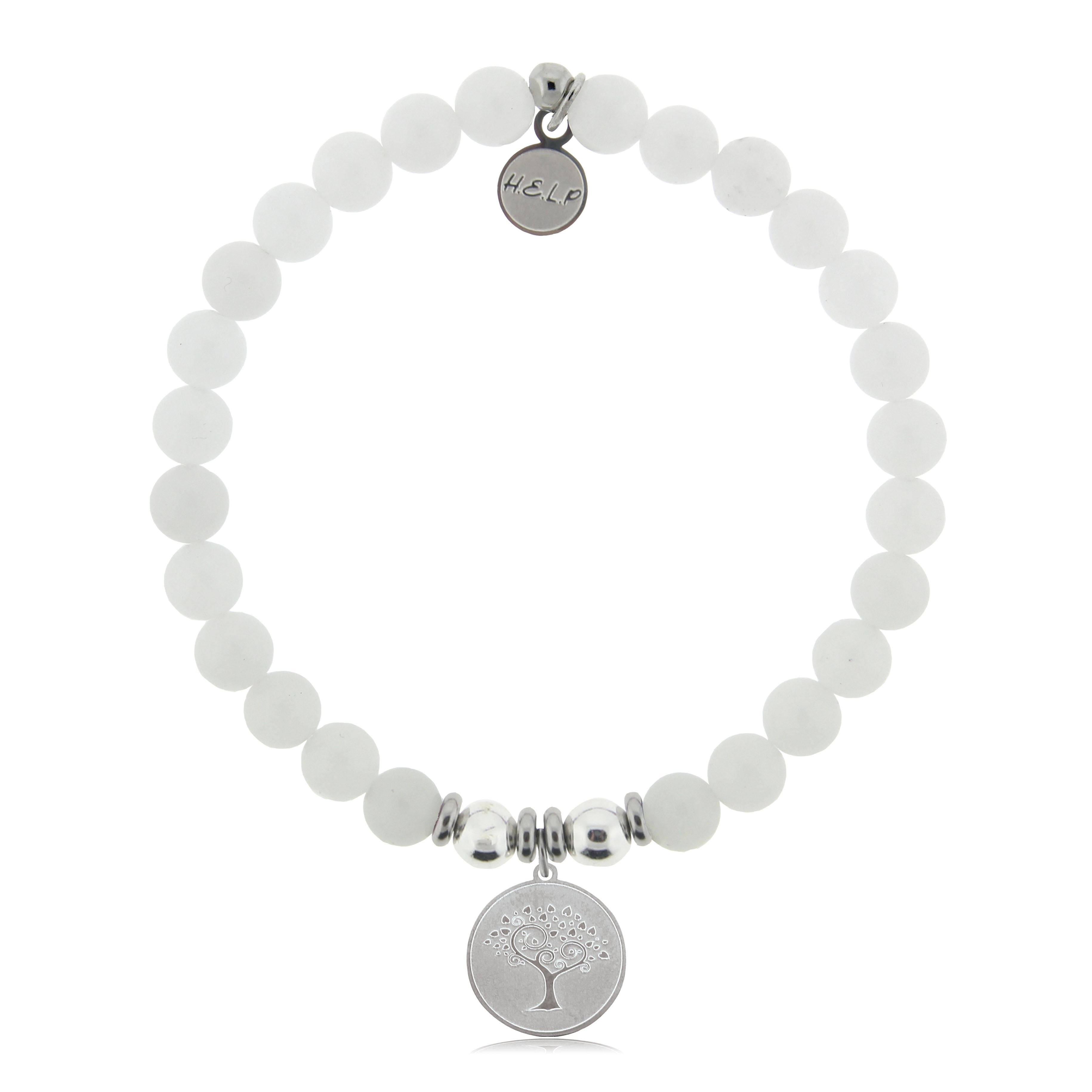 HELP by TJ Tree of Life Charm with White Jade Beads Charity Bracelet