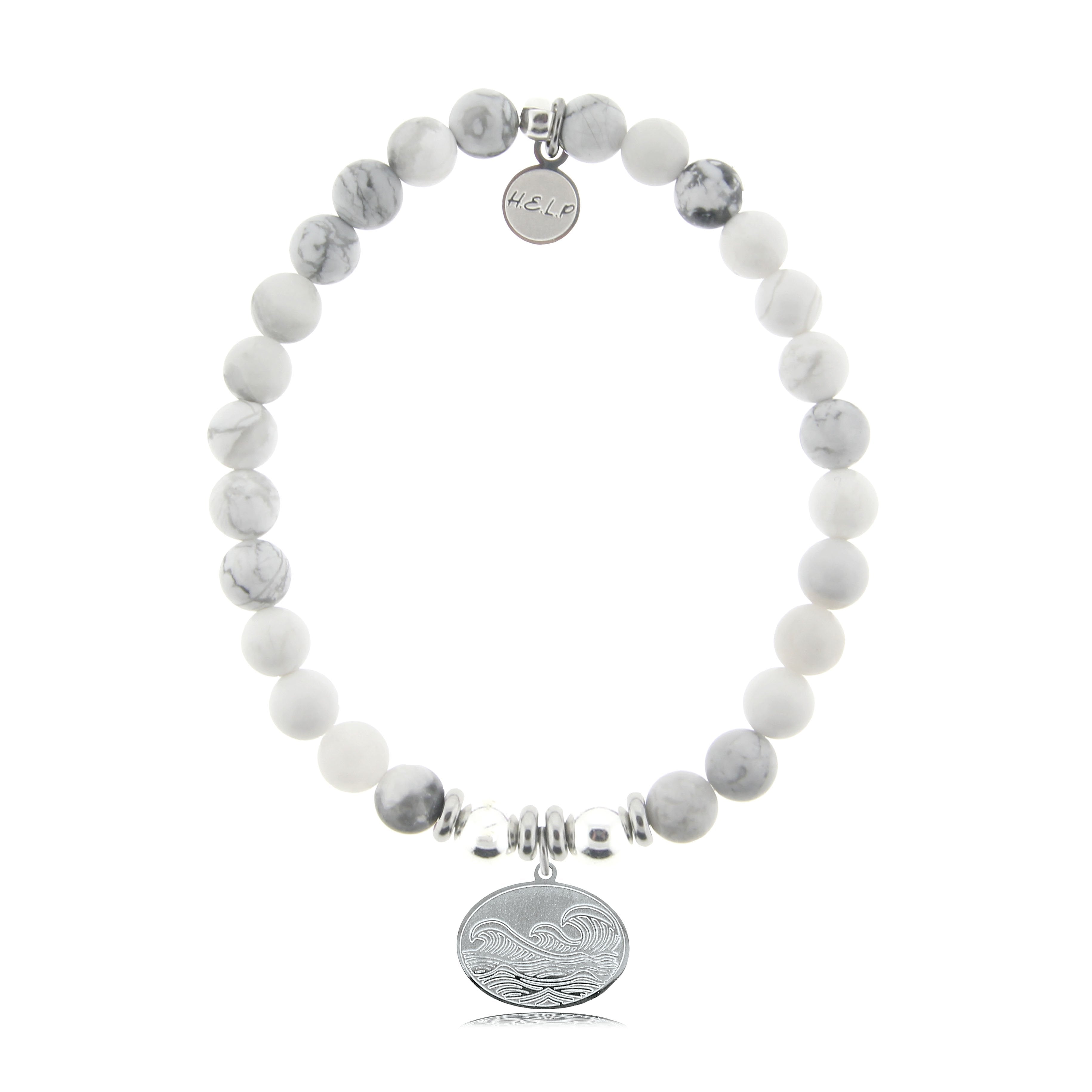 HELP by TJ Wave Charm with Howlite Beads Charity Bracelet