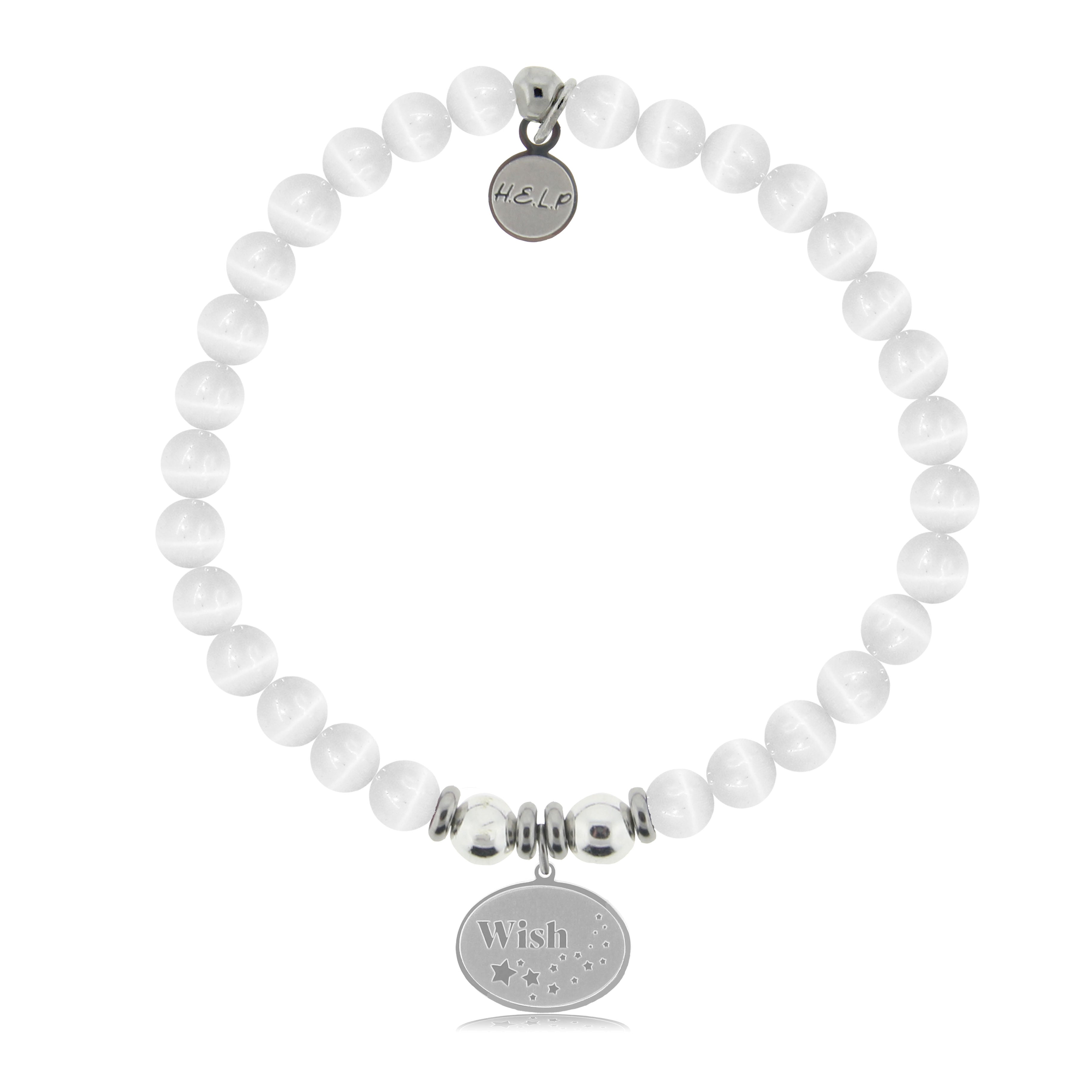 HELP by TJ Wish Charm with White Cats Eye Charity Bracelet