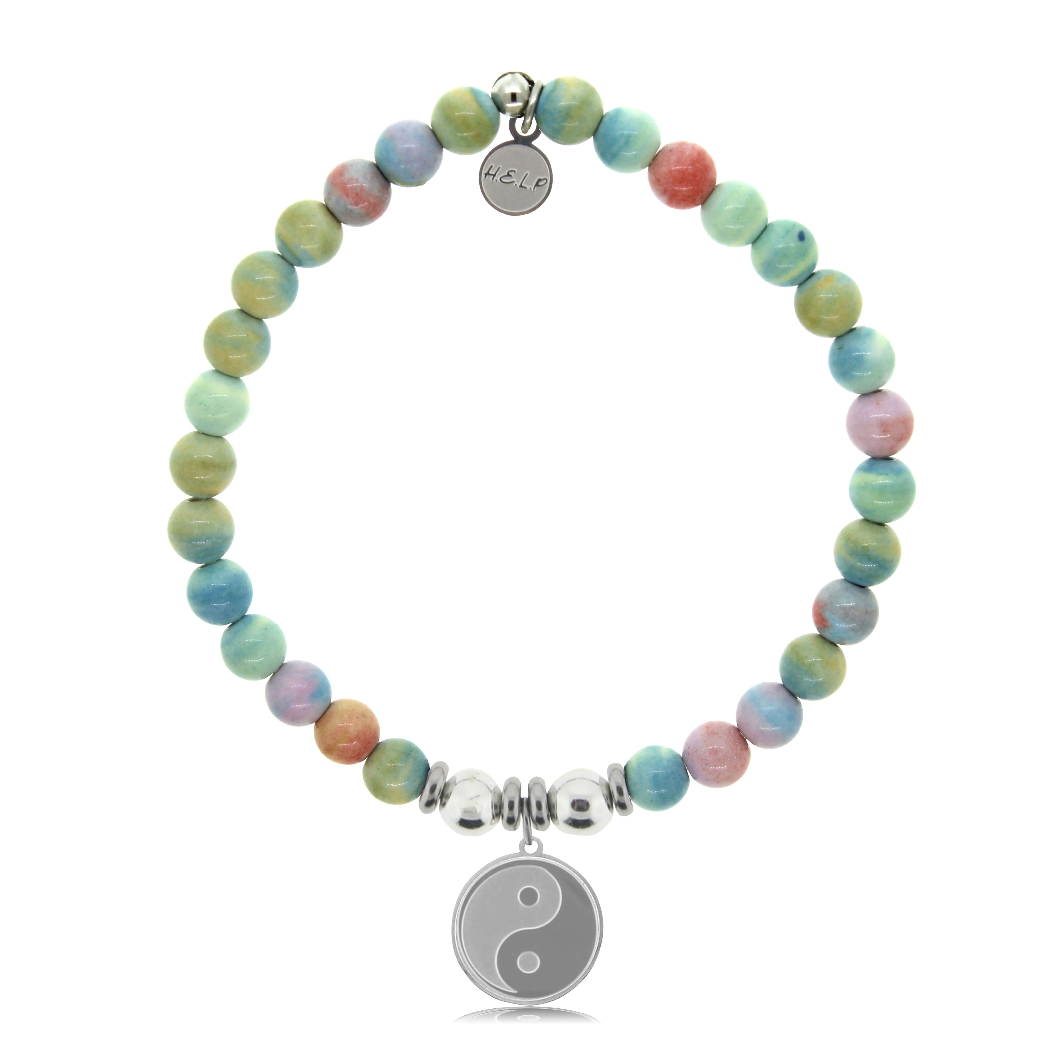 HELP by TJ Yin Yang Charm with Pastel Jade Charity Bracelet