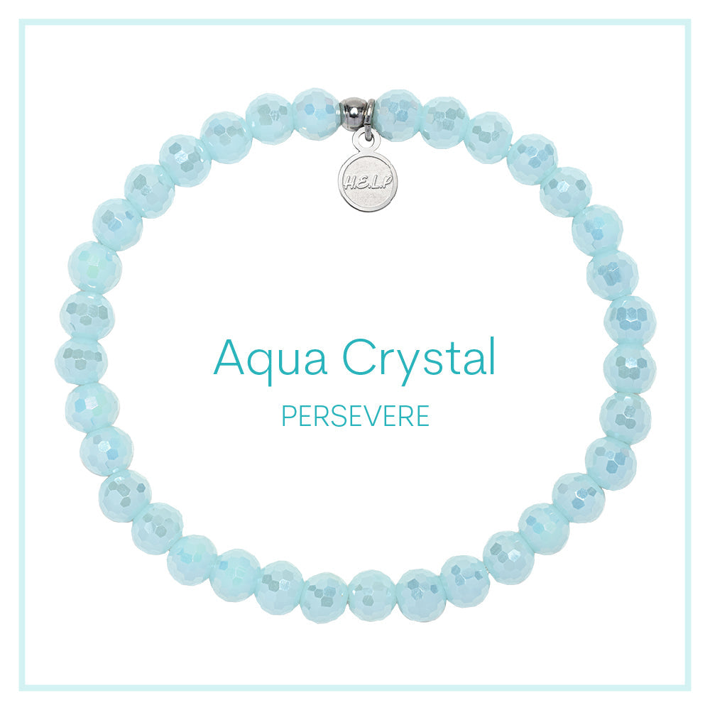 Aqua Crystal Beaded Charity Charm Bracelet Collection