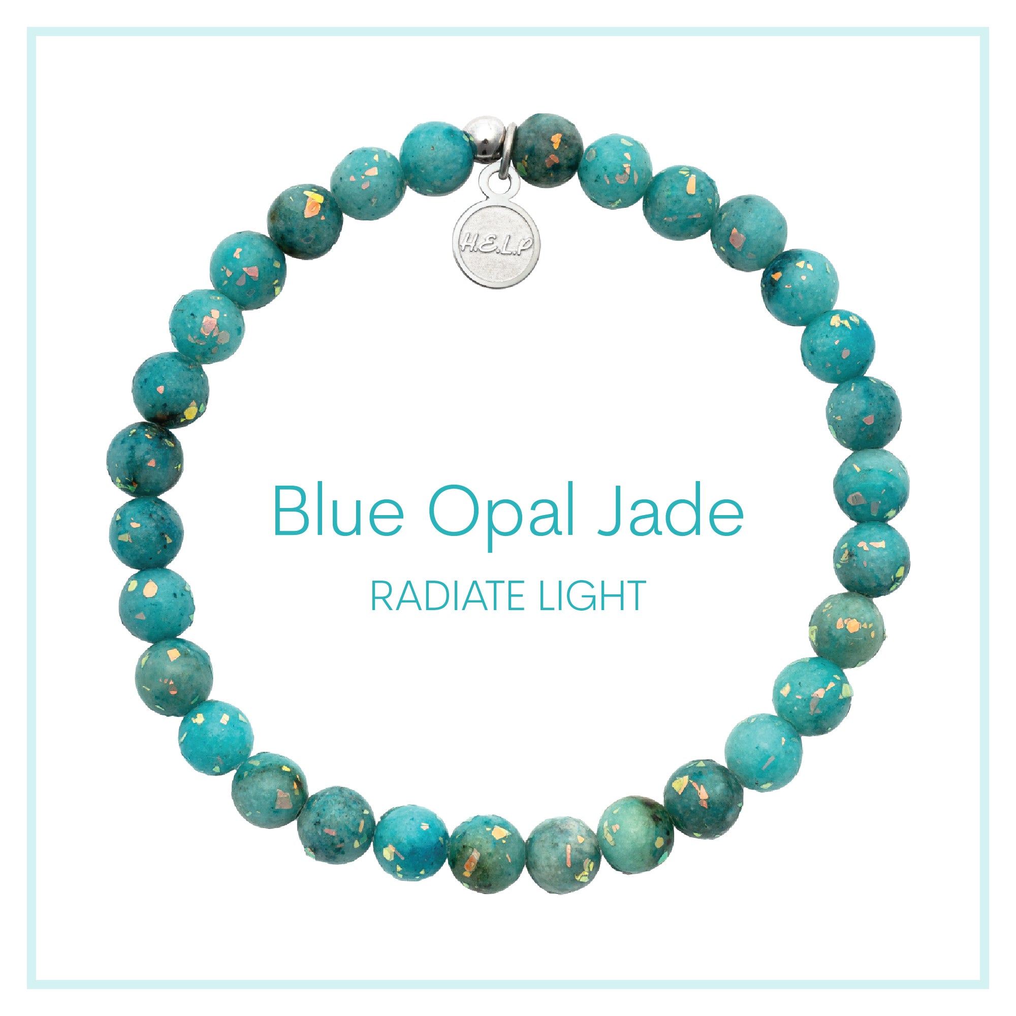 Blue Opal Jade Beaded Charity Charm Bracelet Collection