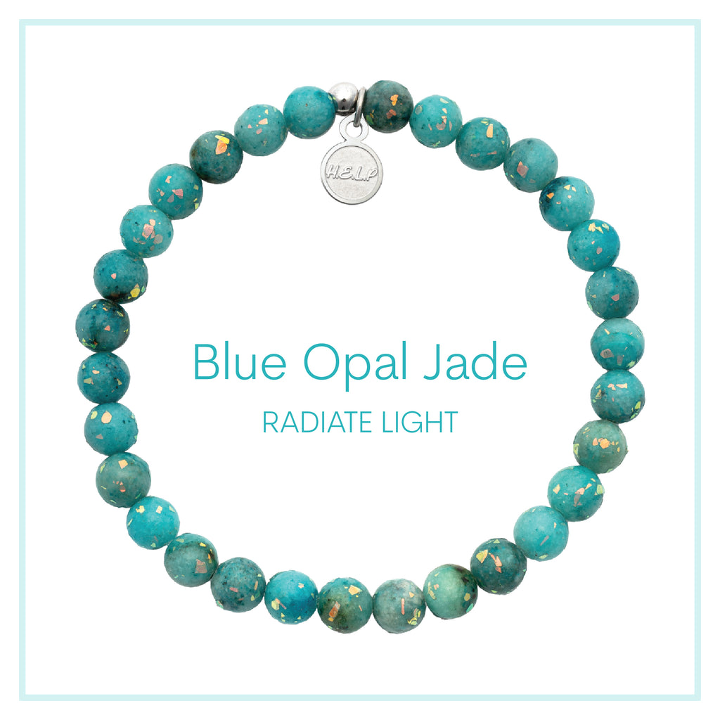 Blue Opal Jade Beaded Charity Charm Bracelet Collection