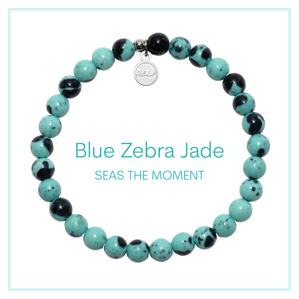 Blue Zebra Jade Beaded Charity Charm Bracelet Collection