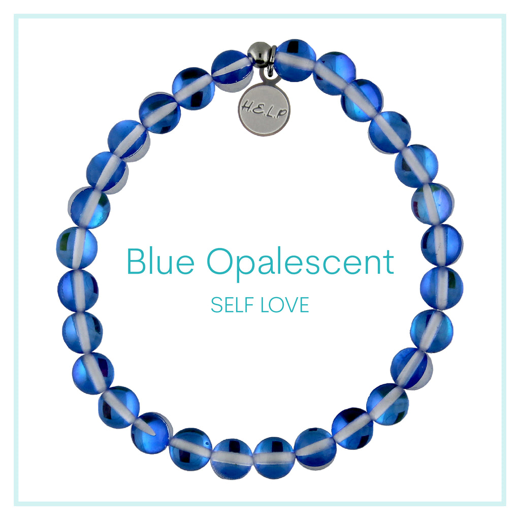 Blue Opalescent Beaded Charity Charm Bracelet Collection