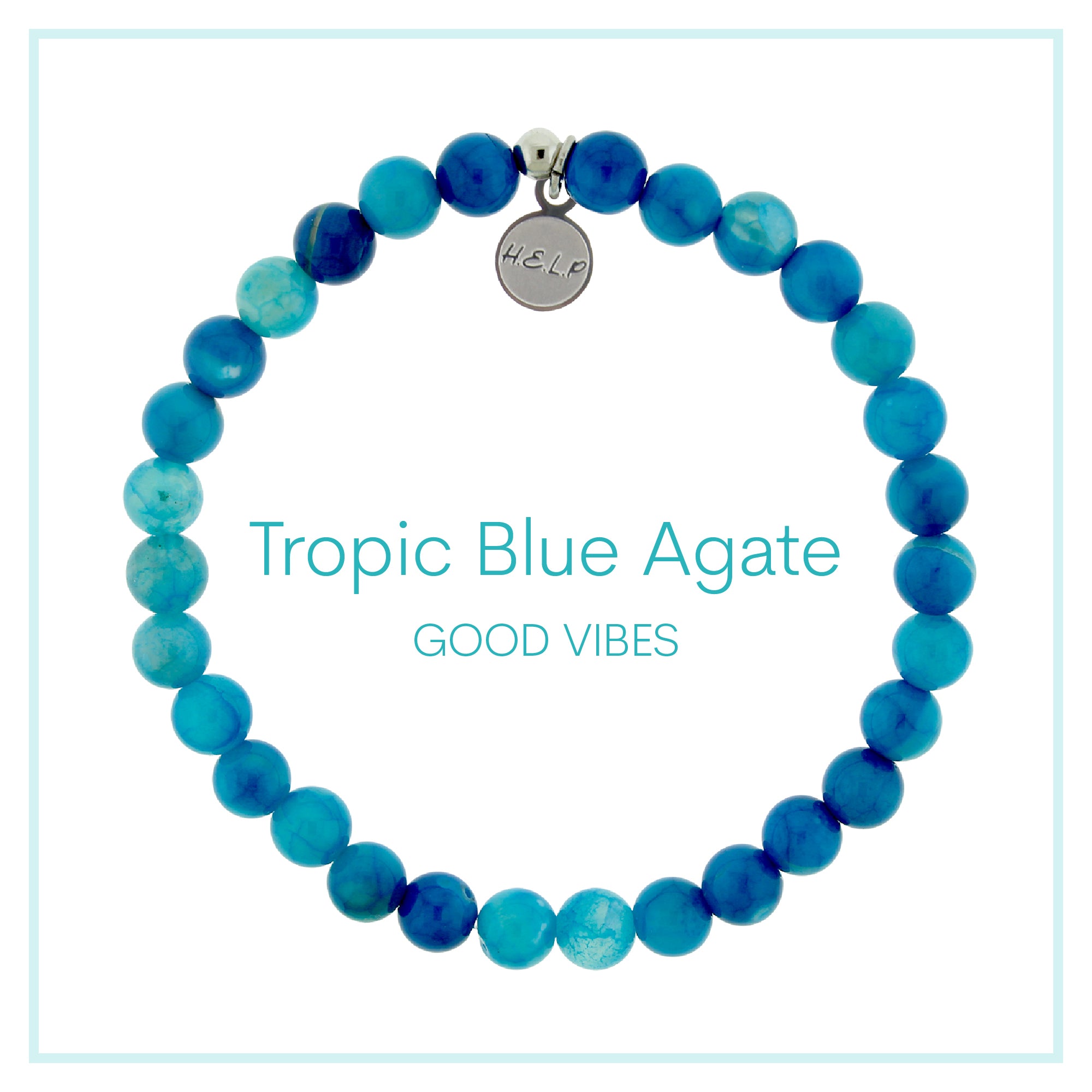 Tropic Blue Agate Beaded Charity Charm Bracelet Collection